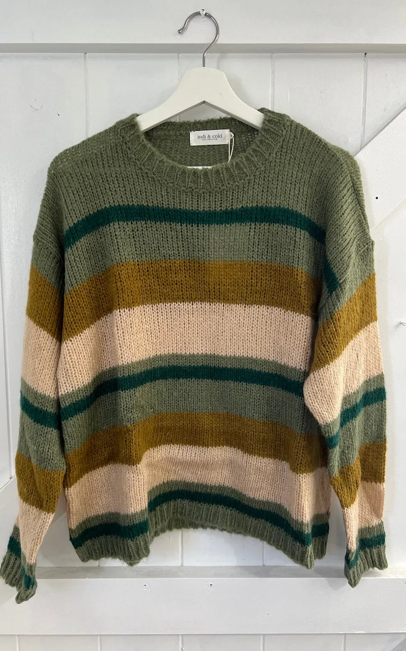 Indi & Cold Green Striped Knit