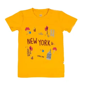 Infants New York T-Shirt For Girls - Saffron | Bachaa Party Baby Clothes Girls Tops & T-Shirts