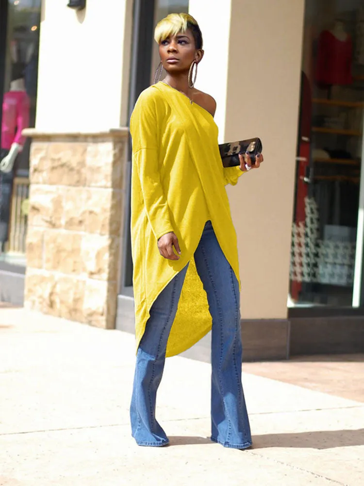 Irregular Oblique Shoulder Tops