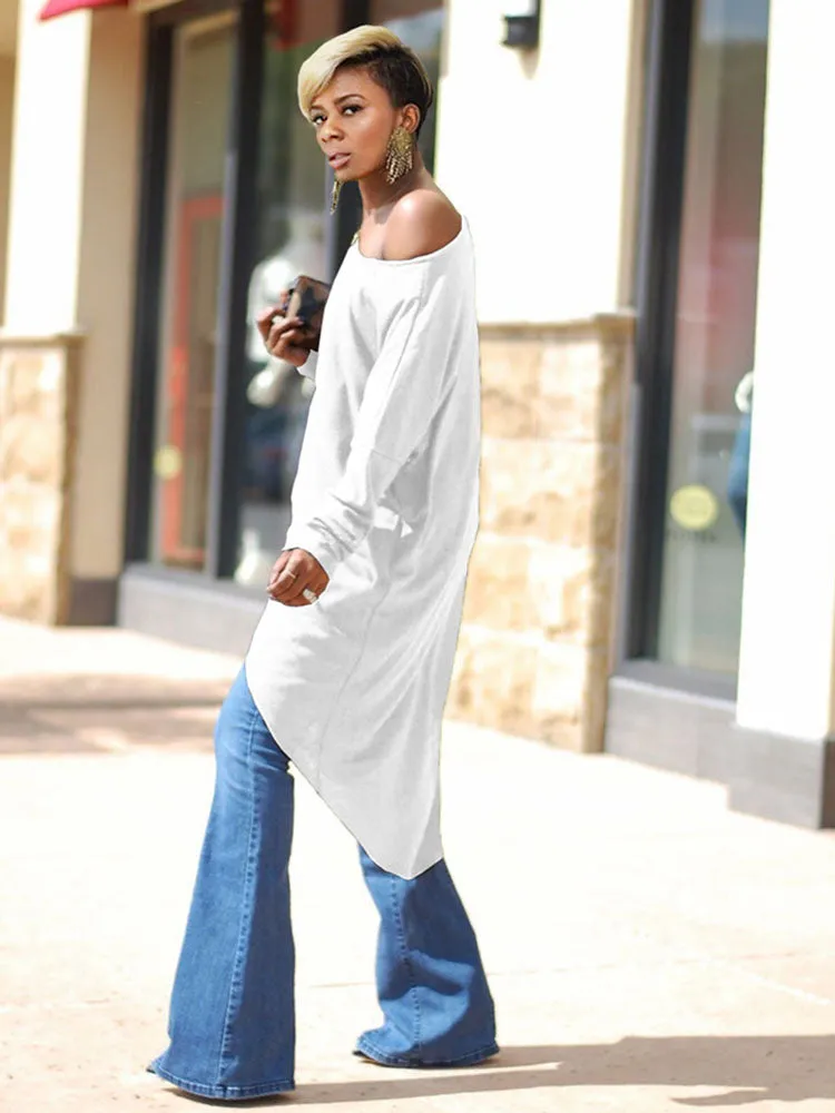 Irregular Oblique Shoulder Tops