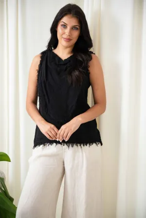 Jamie Cowl Bib Top | Black