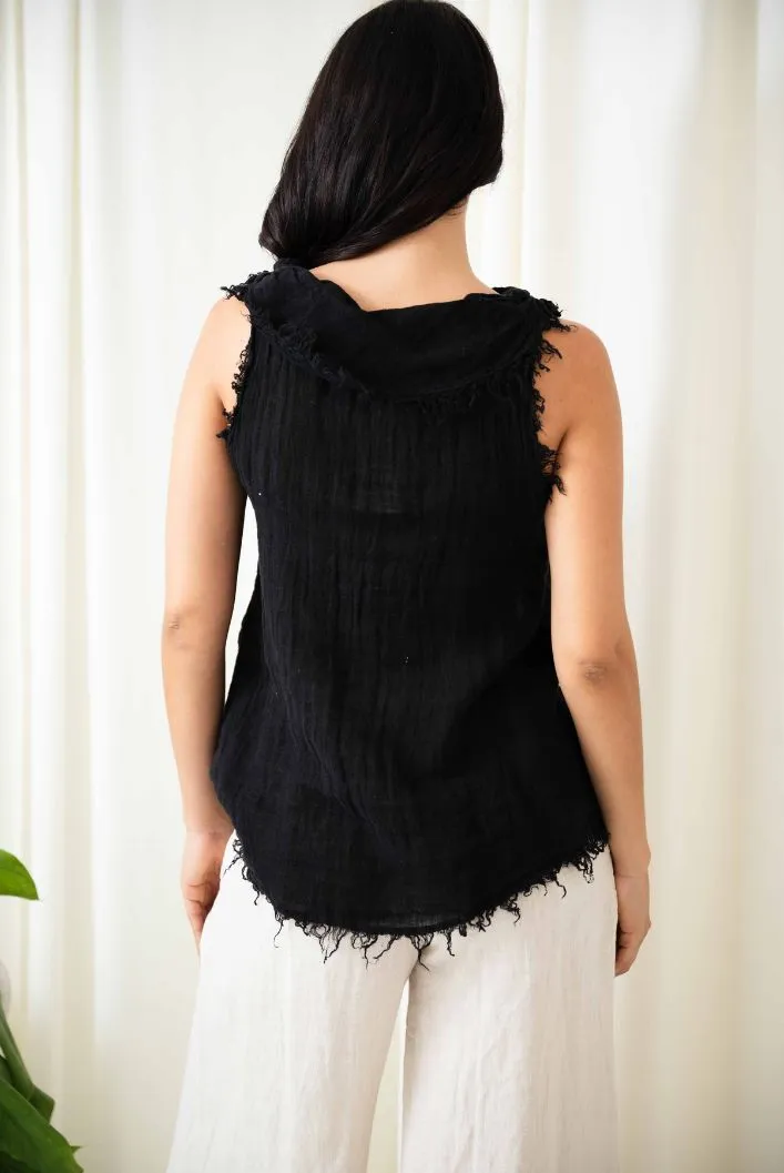Jamie Cowl Bib Top | Black