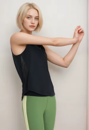 Johnny Was Calme Effect Mesh Contrast Tank O13022 Boho Chic *