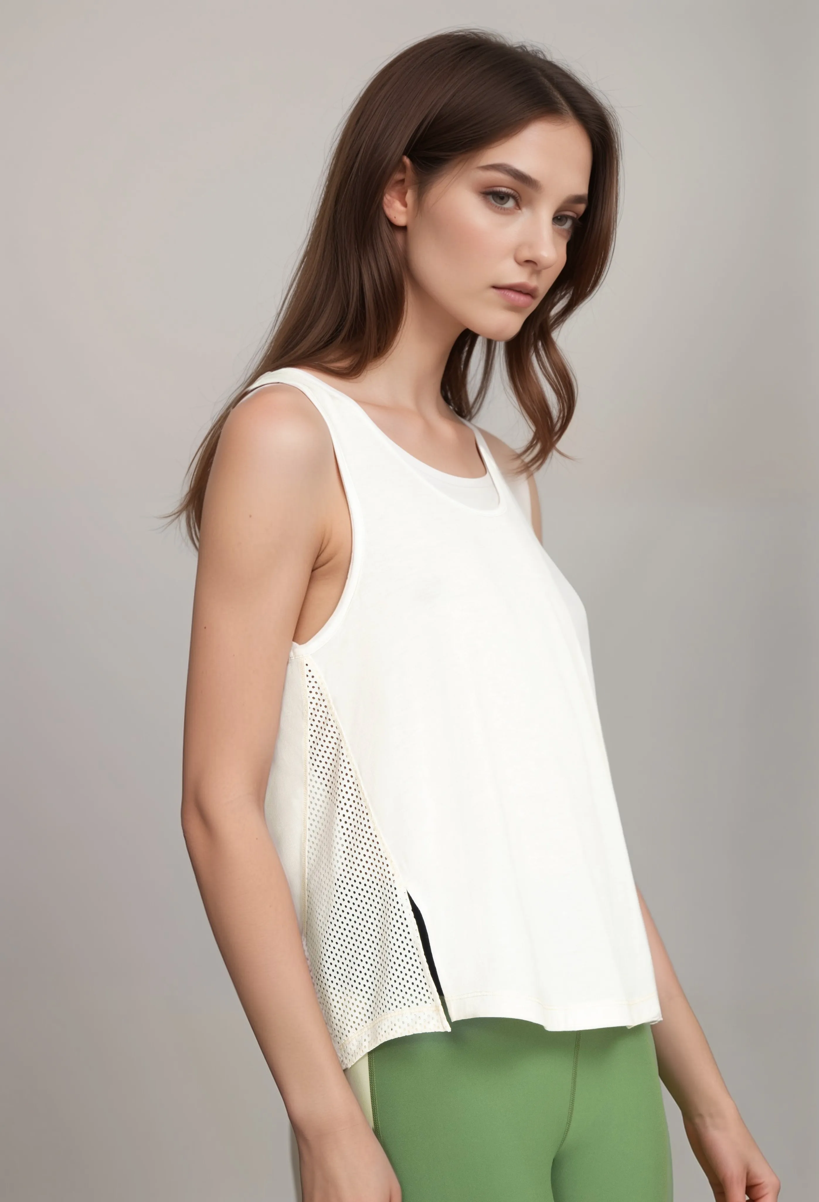 Johnny Was Calme Effect Mesh Contrast Tank O13022 Boho Chic *