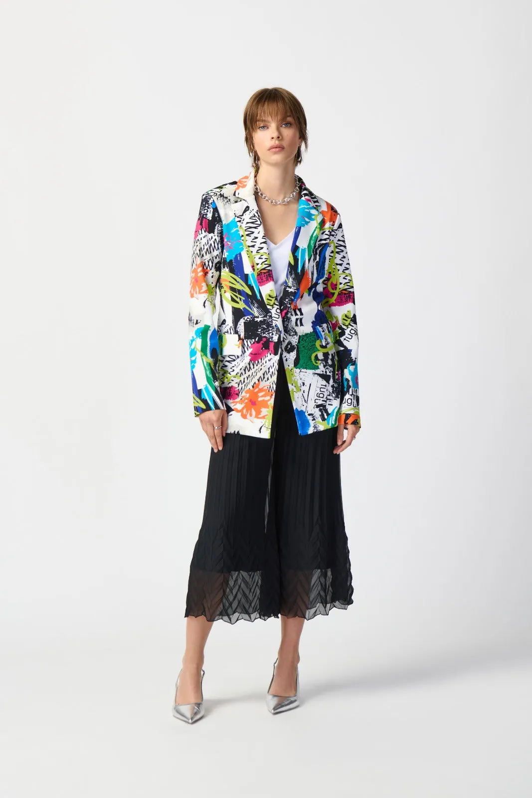 Joseph Ribkoff Vanilla/Multi Abstract Print Blazer Style 241302