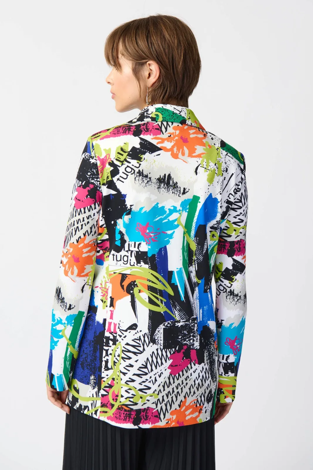 Joseph Ribkoff Vanilla/Multi Abstract Print Blazer Style 241302