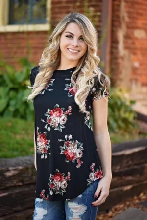 Jump On It Black Floral Tee