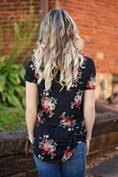 Jump On It Black Floral Tee