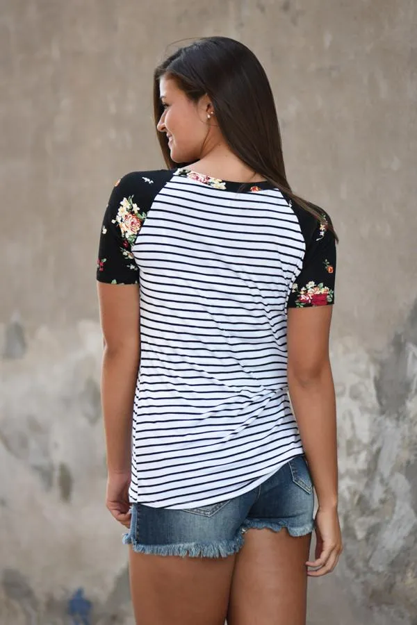 Just My Type Floral Top ~ Ivory