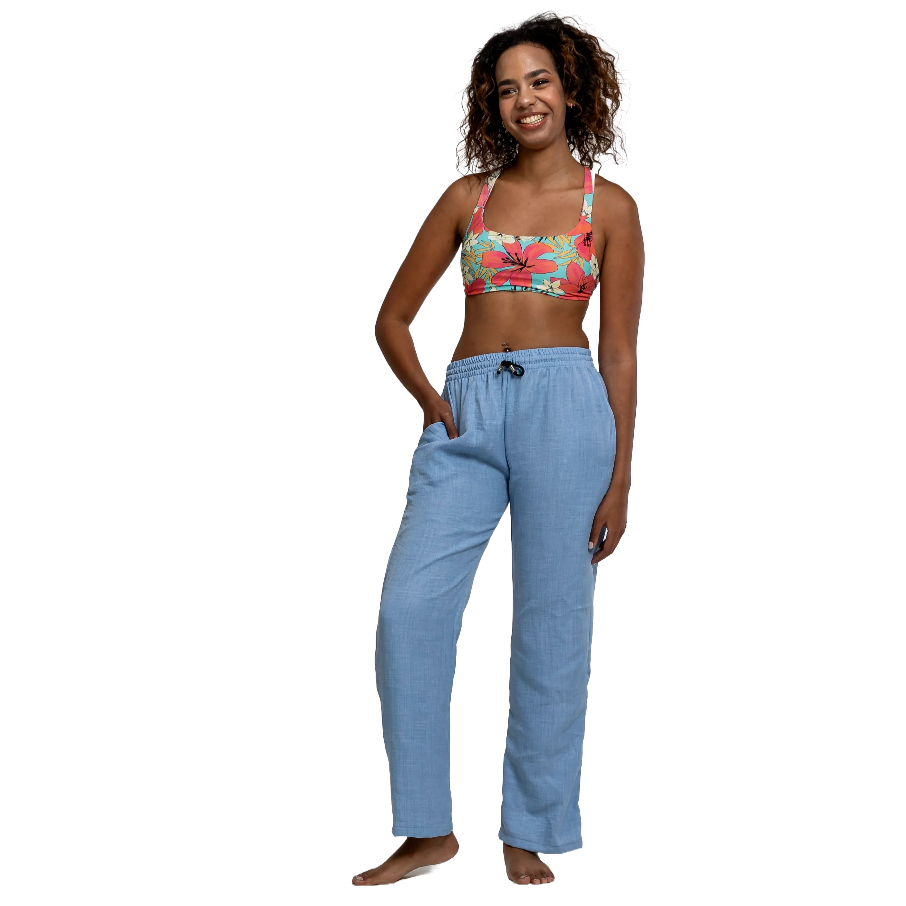 Kali Linen Pants - Sky Blue