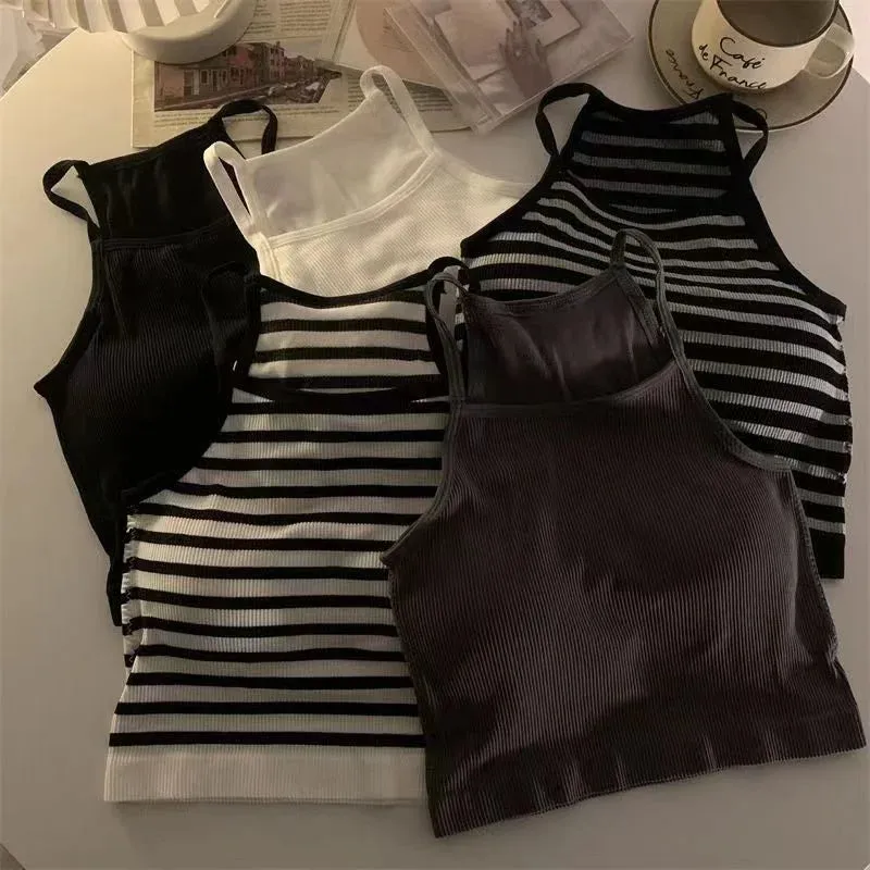 Korean Version Women’s Striped Tank Top