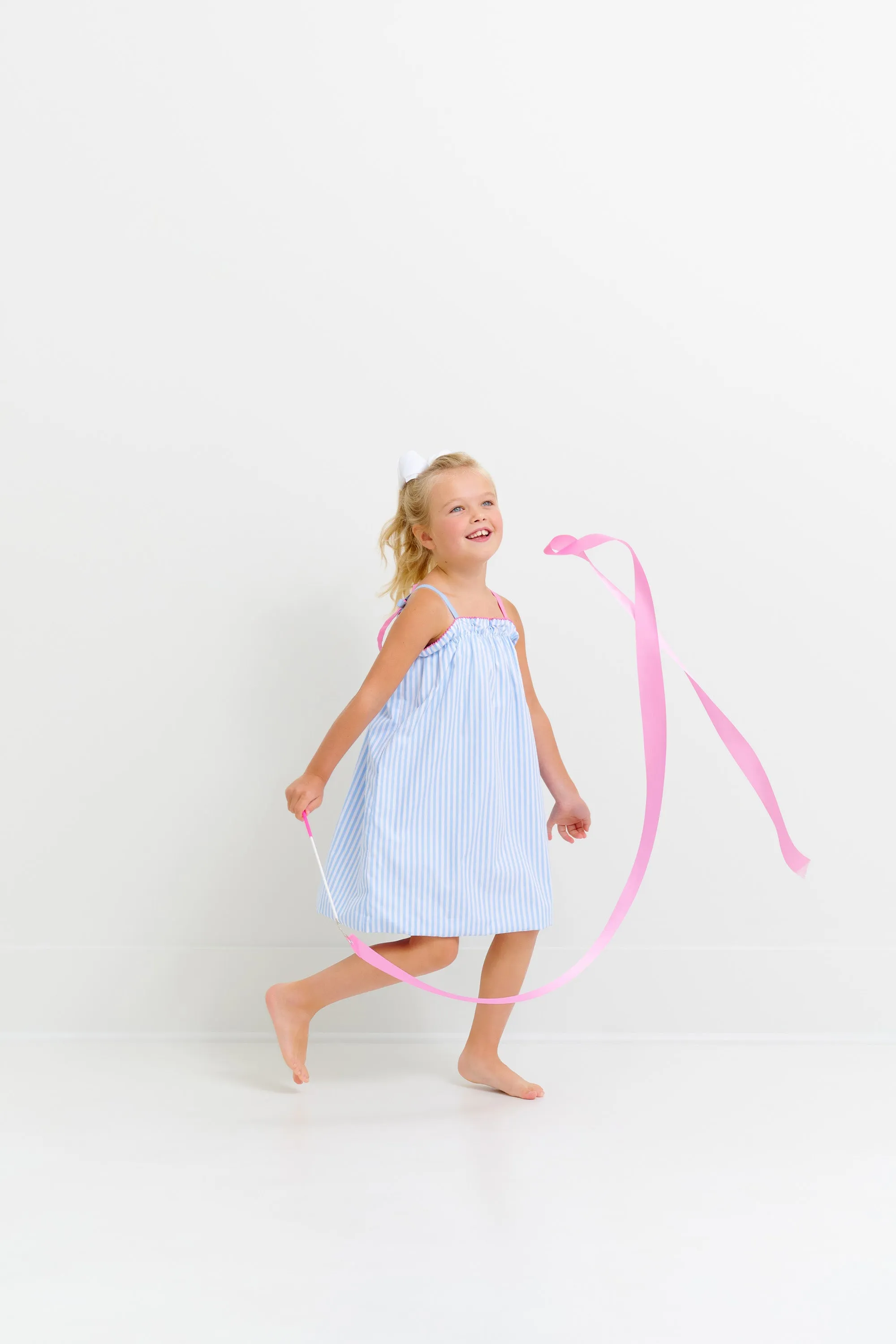 Lainey's Little Dress - Beale Street Blue Stripe with Hamptons Hot Pink