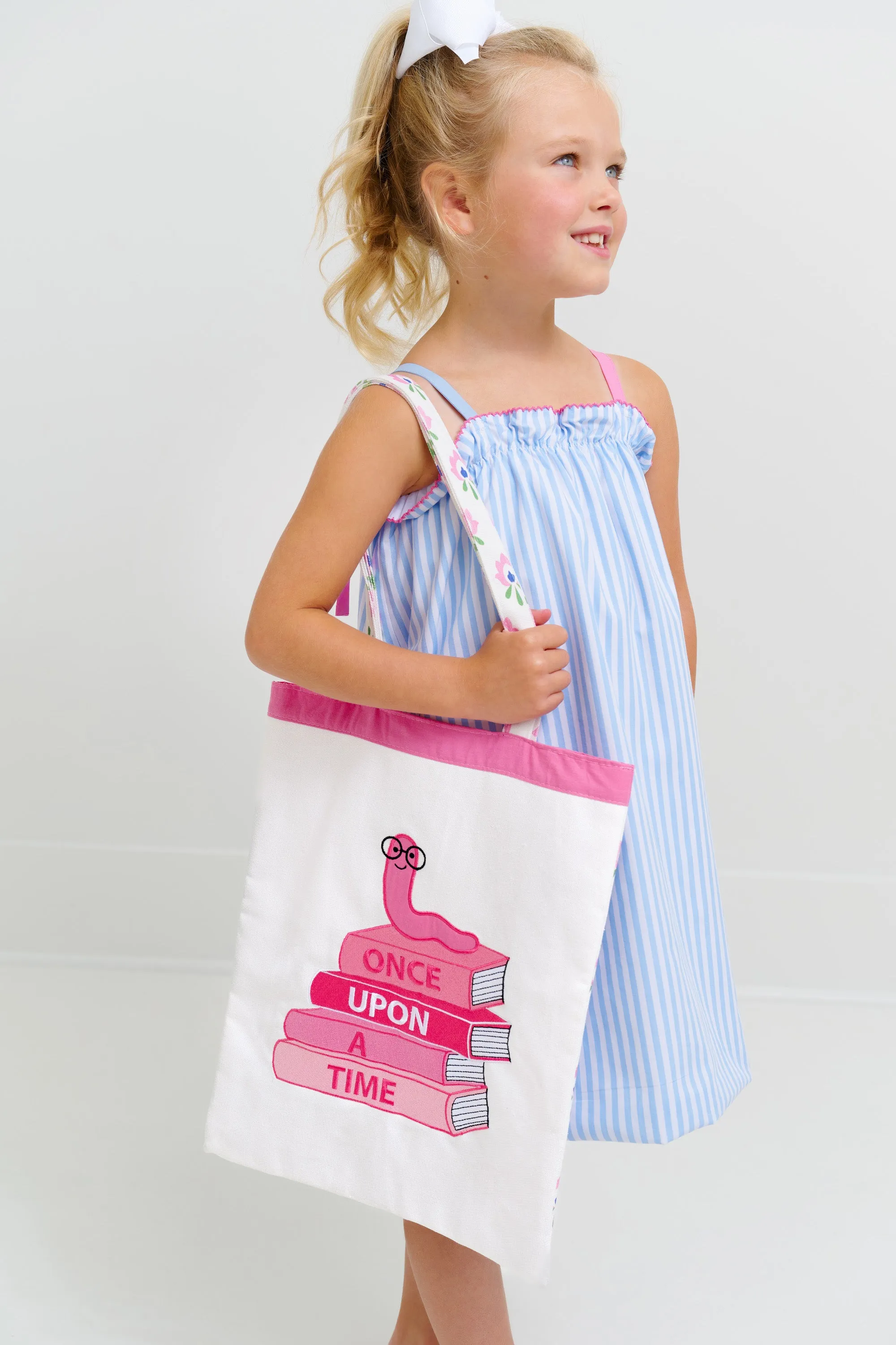 Lainey's Little Dress - Beale Street Blue Stripe with Hamptons Hot Pink