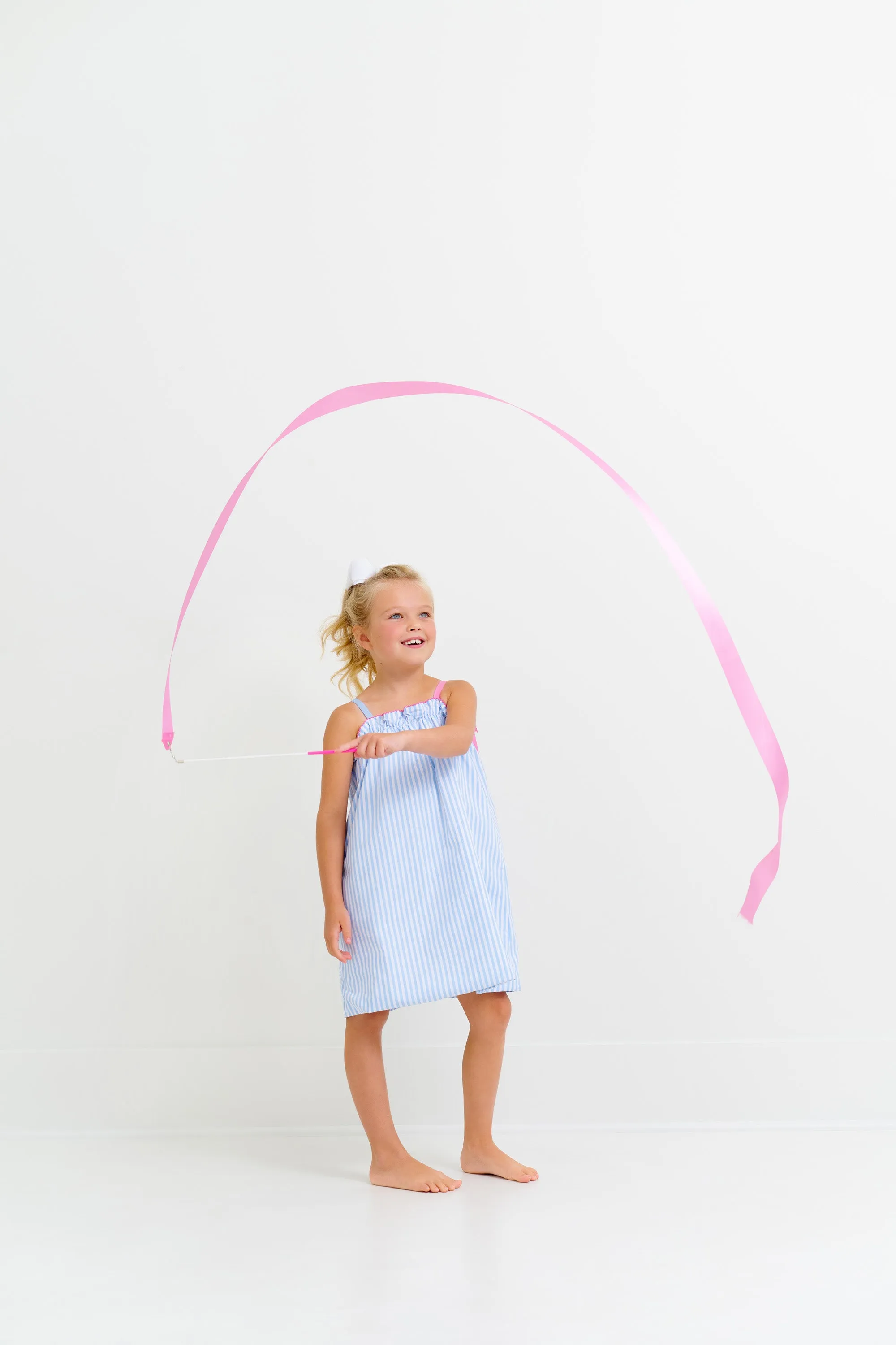 Lainey's Little Dress - Beale Street Blue Stripe with Hamptons Hot Pink