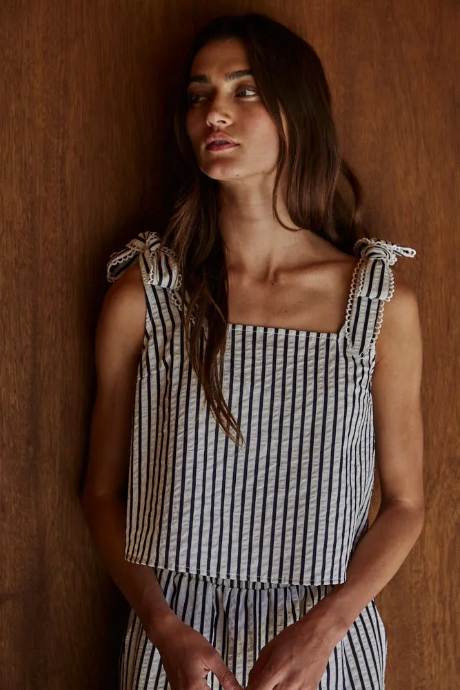 LAPIS STRIPED CROP TOP
