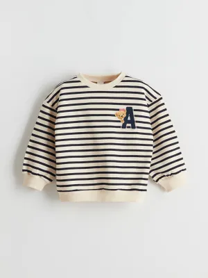 LCW Kids Ecru Crew Neck Teddy Bear Printed Girls Sweatshirt