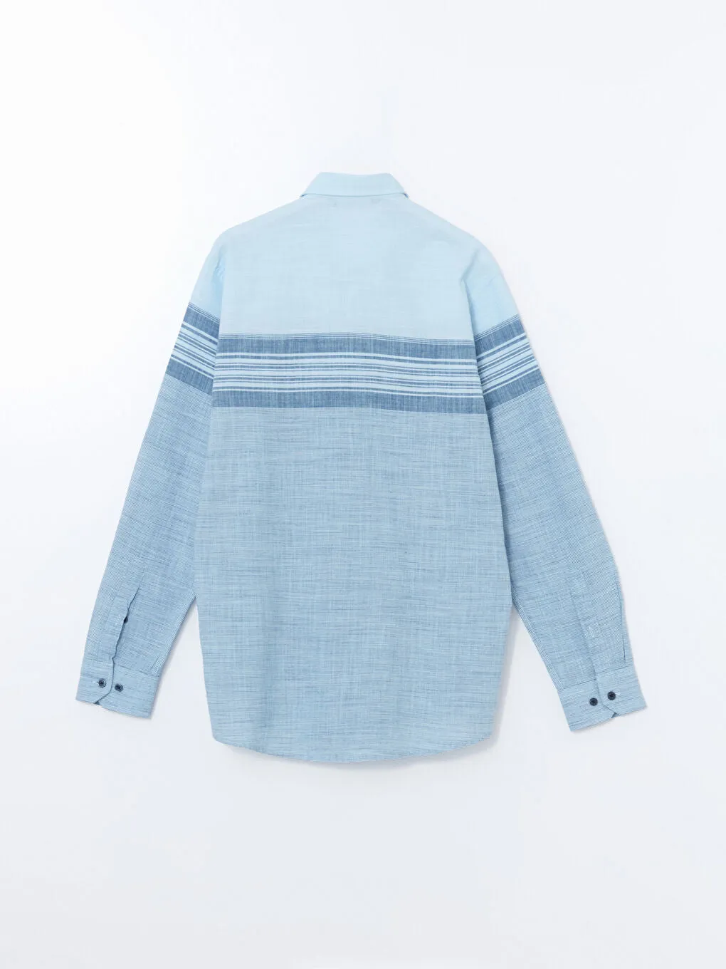 LCWAIKIKI Classic Blue Regular Fit Long Sleeve Striped Poplin Men Shirt