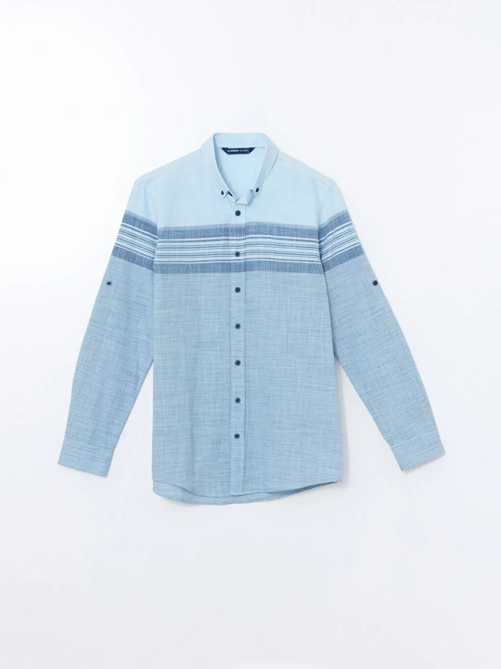 LCWAIKIKI Classic Blue Regular Fit Long Sleeve Striped Poplin Men Shirt