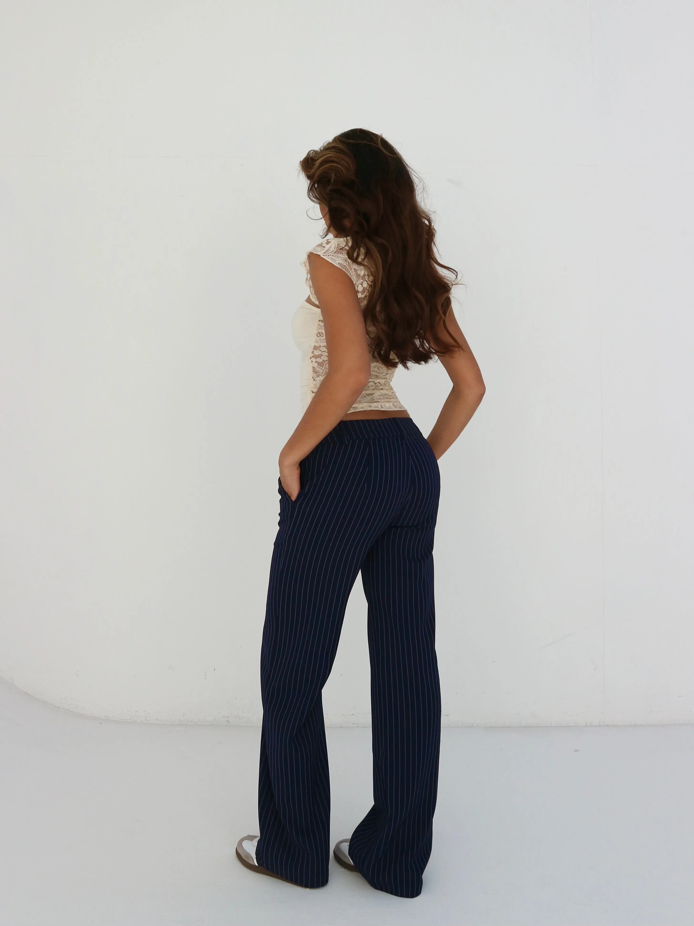 Lina low waist trousers - black striped
