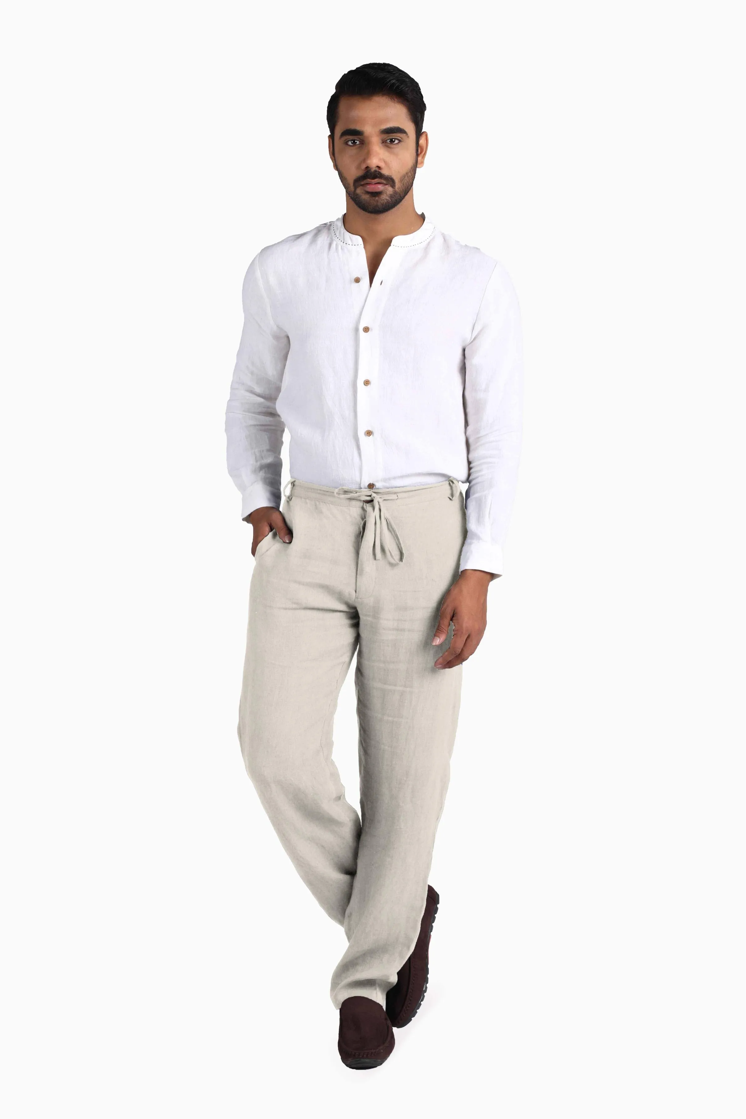 Linen Atlas Pant-Oatmeal