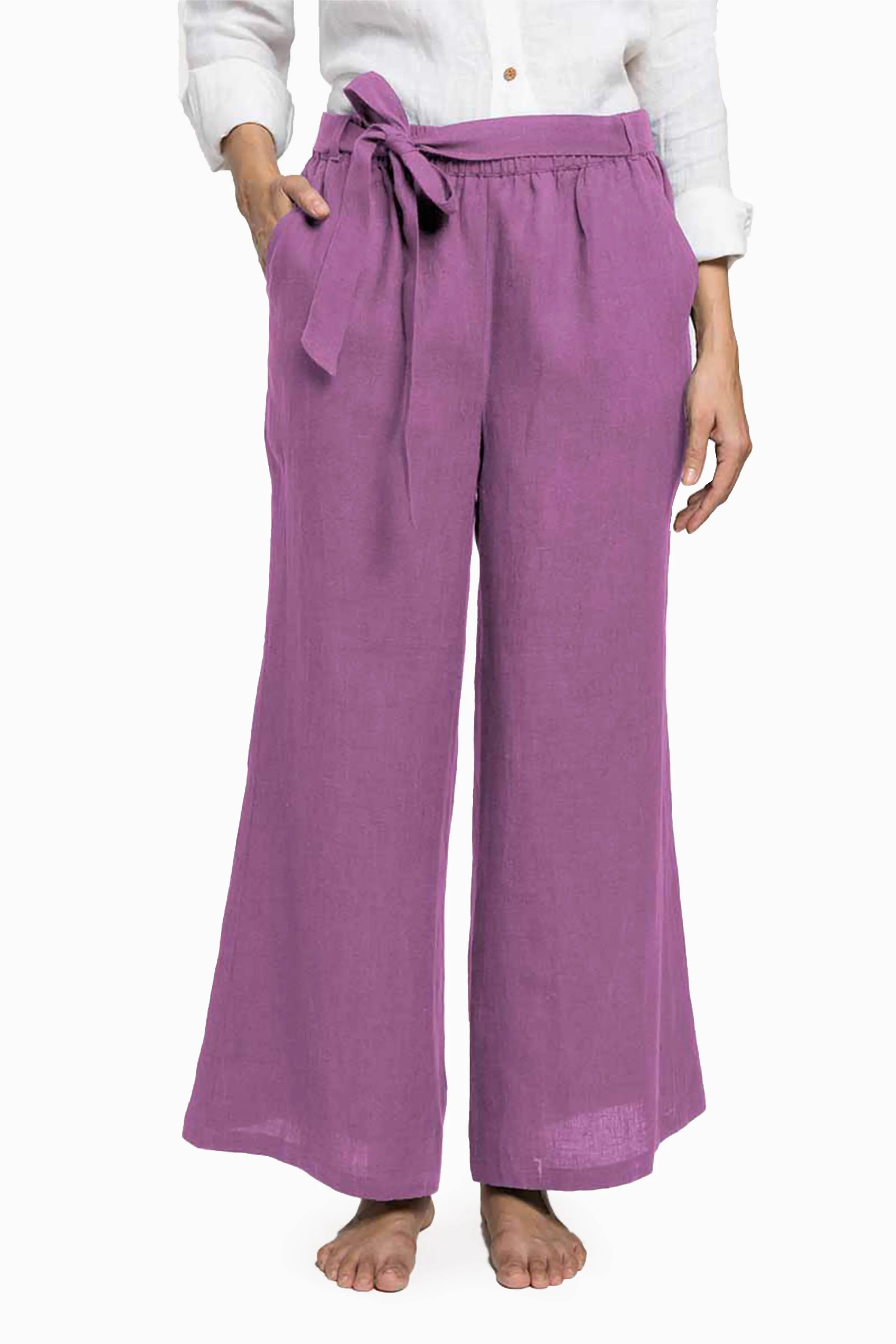 Linen Cecilia Pant-Muted Mocha