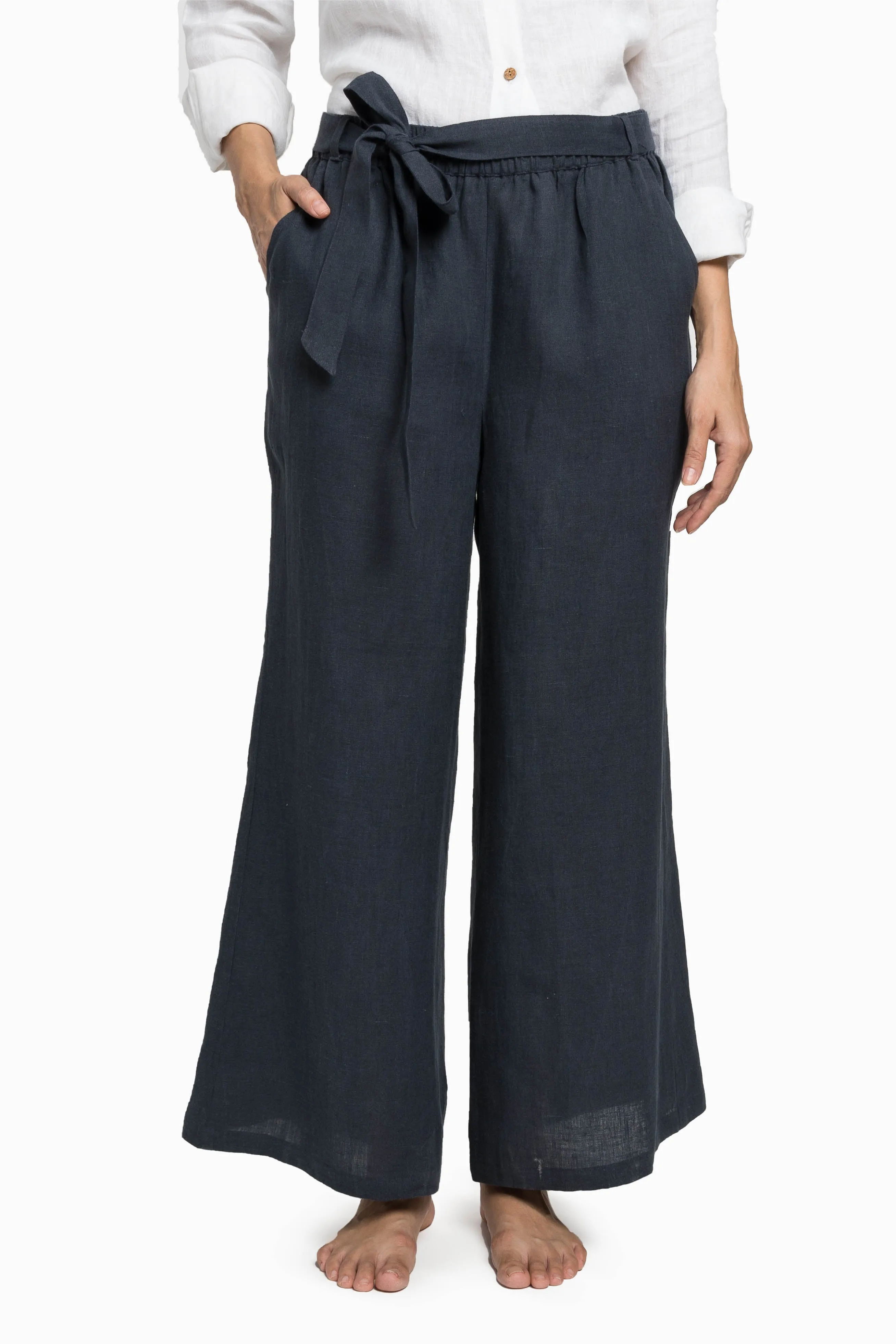 Linen Cecilia Pant-Muted Mocha