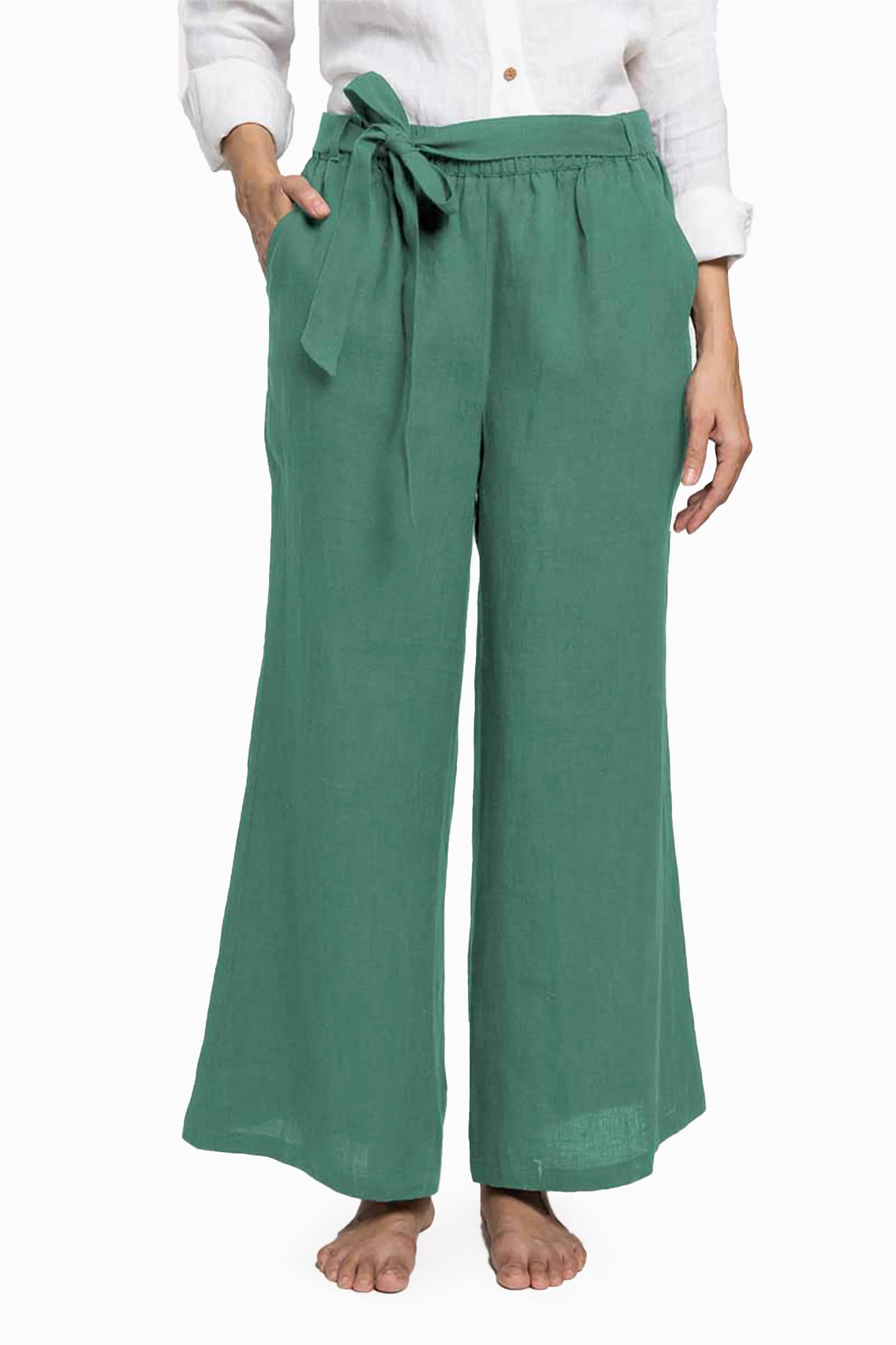 Linen Cecilia Pant-Muted Mocha