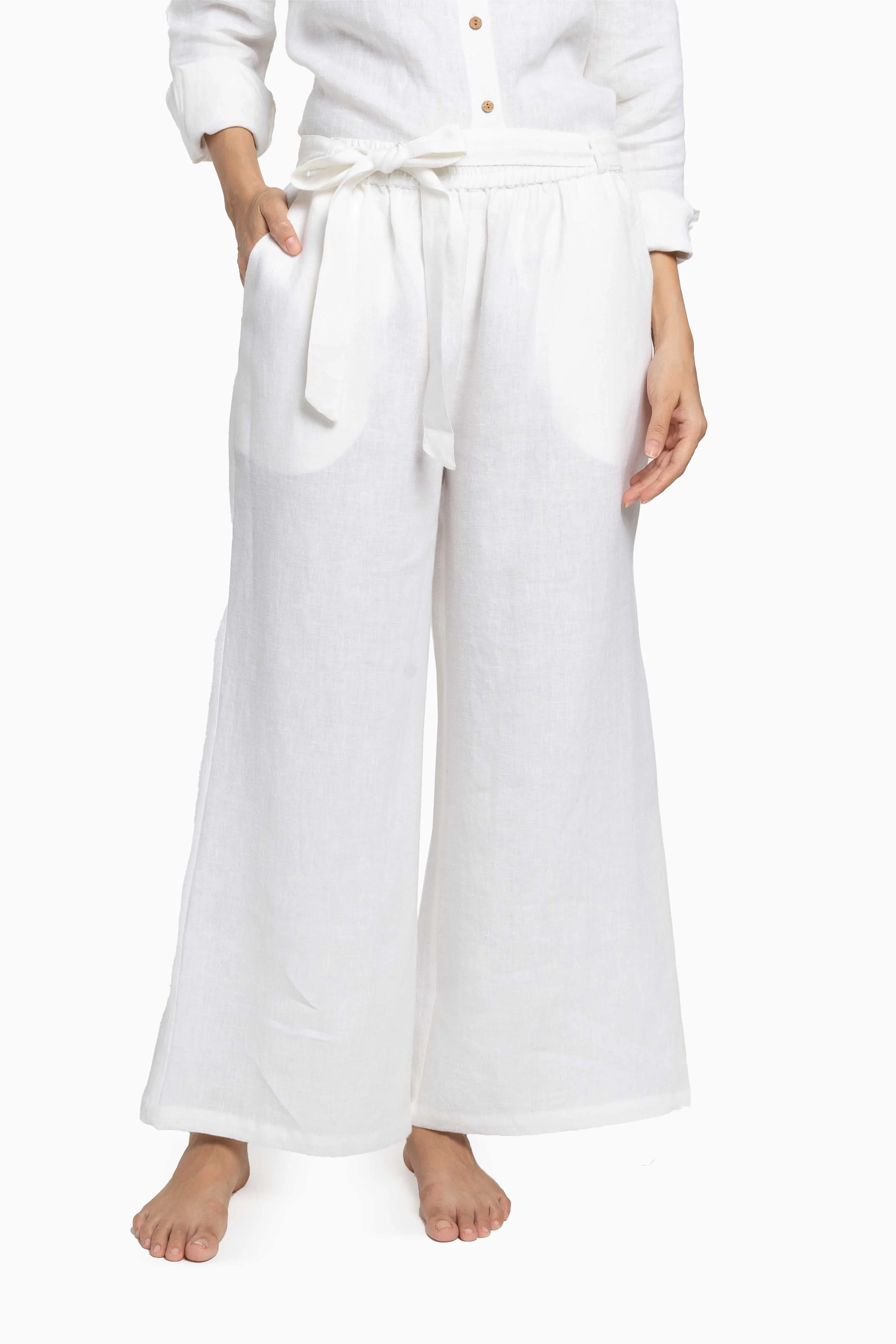 Linen Cecilia Pant-Muted Mocha