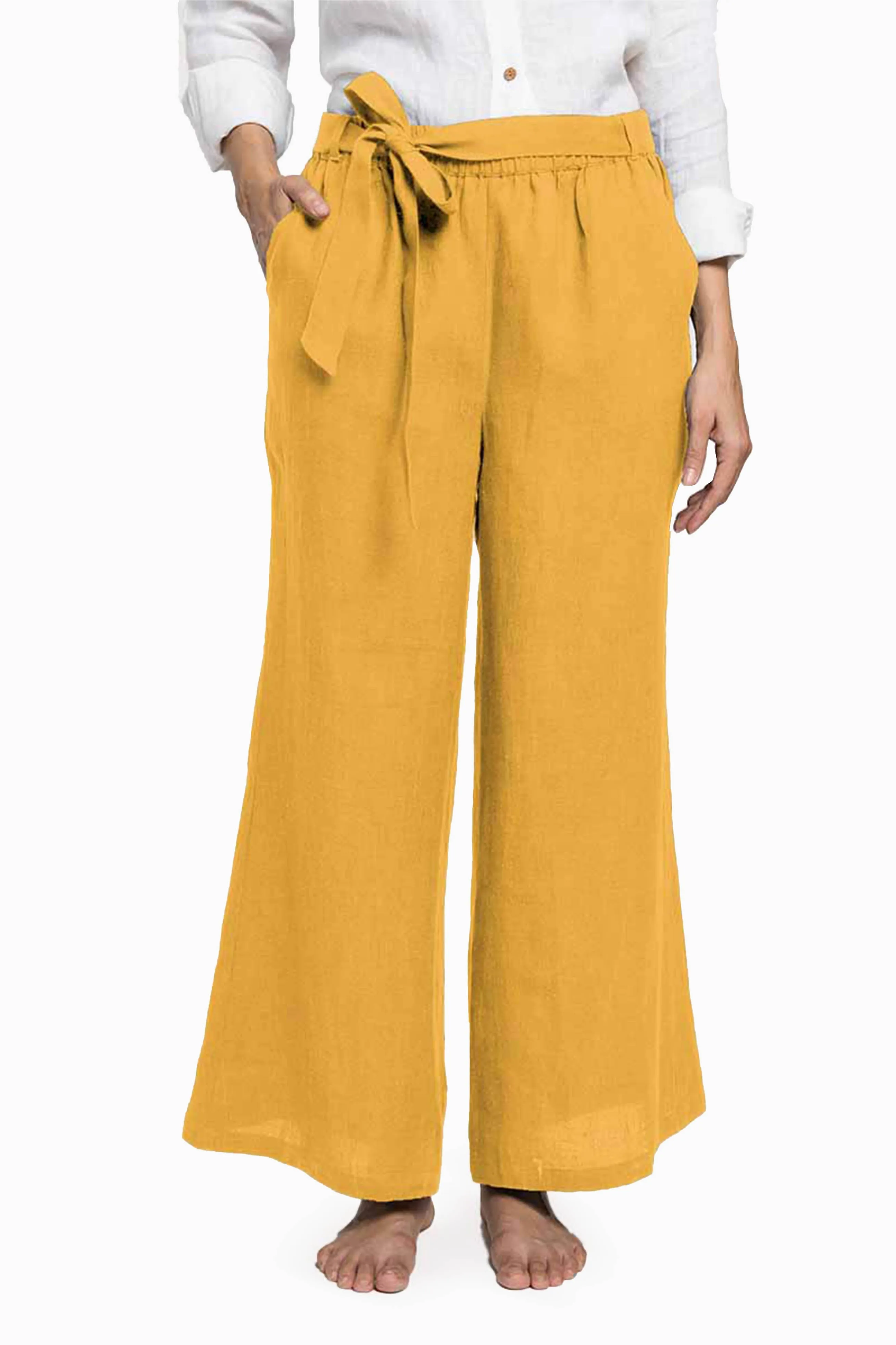 Linen Cecilia Pant-Muted Mocha