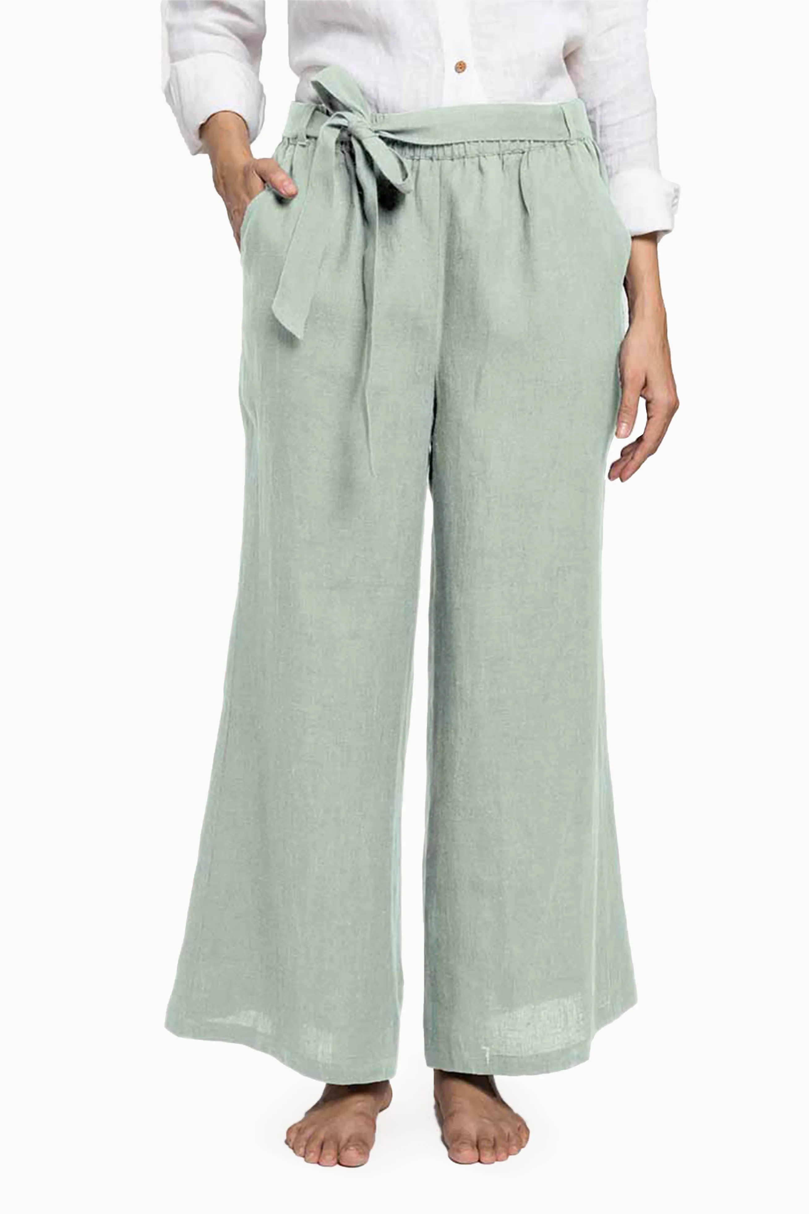 Linen Cecilia Pant-Muted Mocha