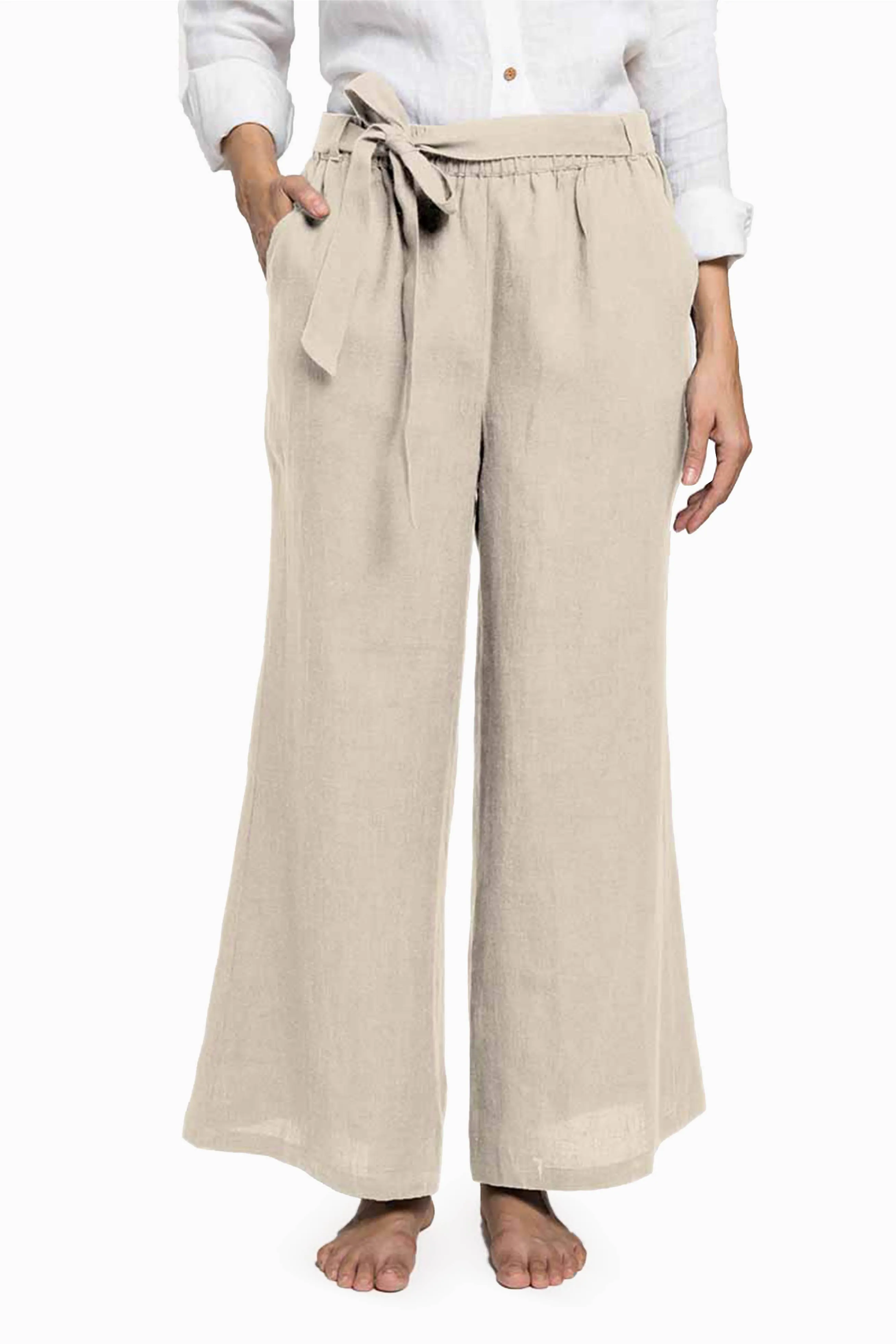Linen Cecilia Pant-Muted Mocha