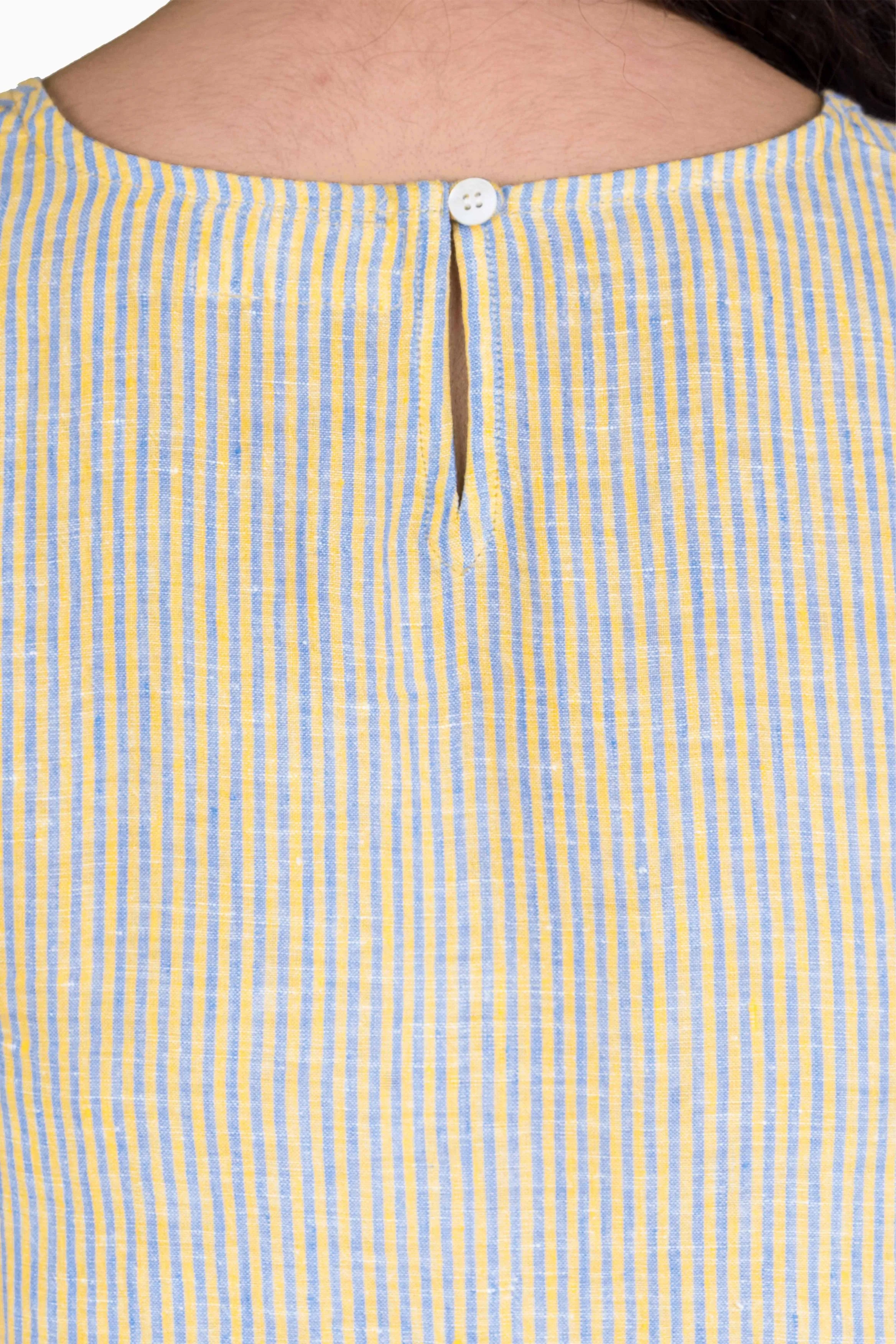 Linen Celeste Dress-Swirly Green