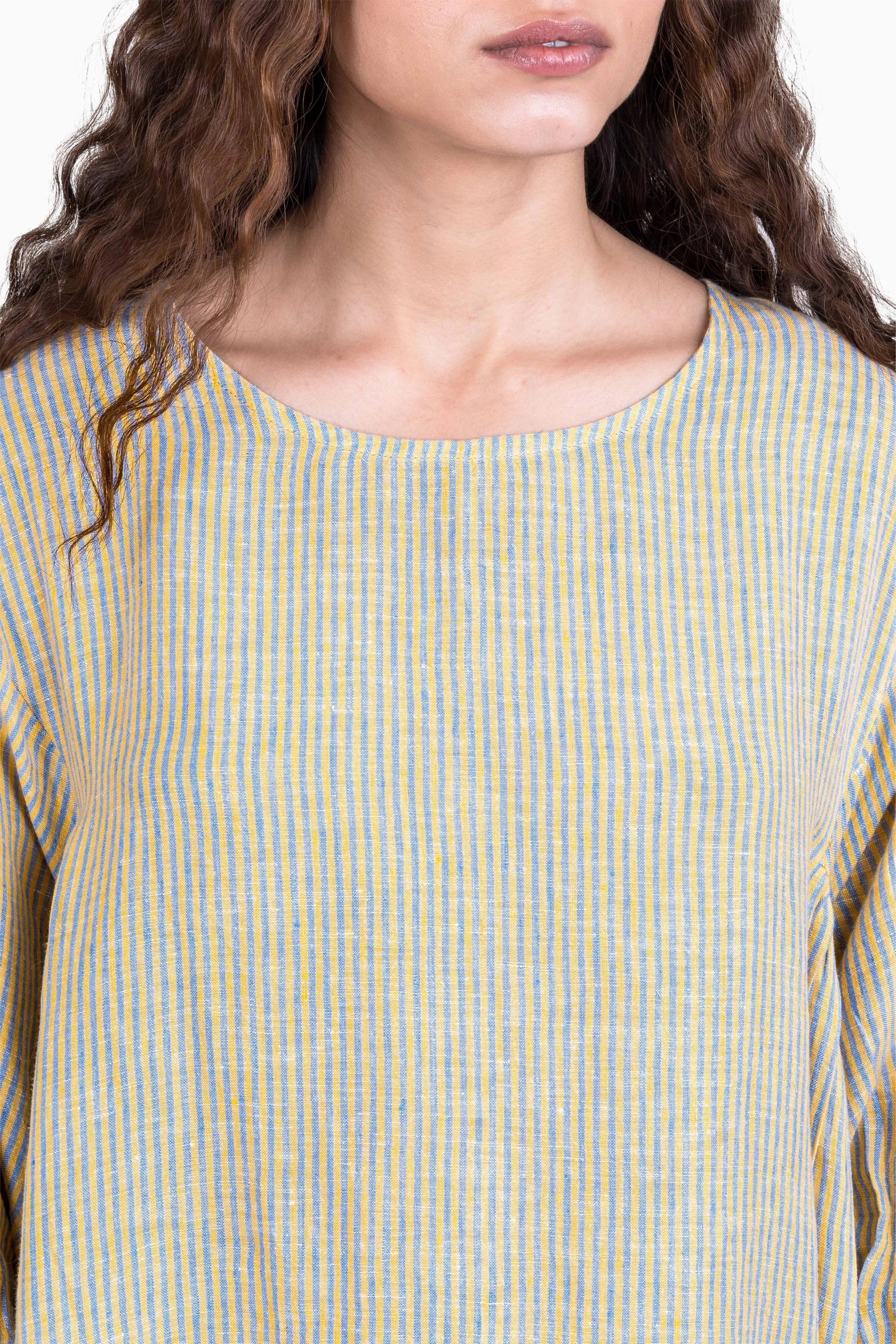 Linen Celeste Dress-Swirly Green