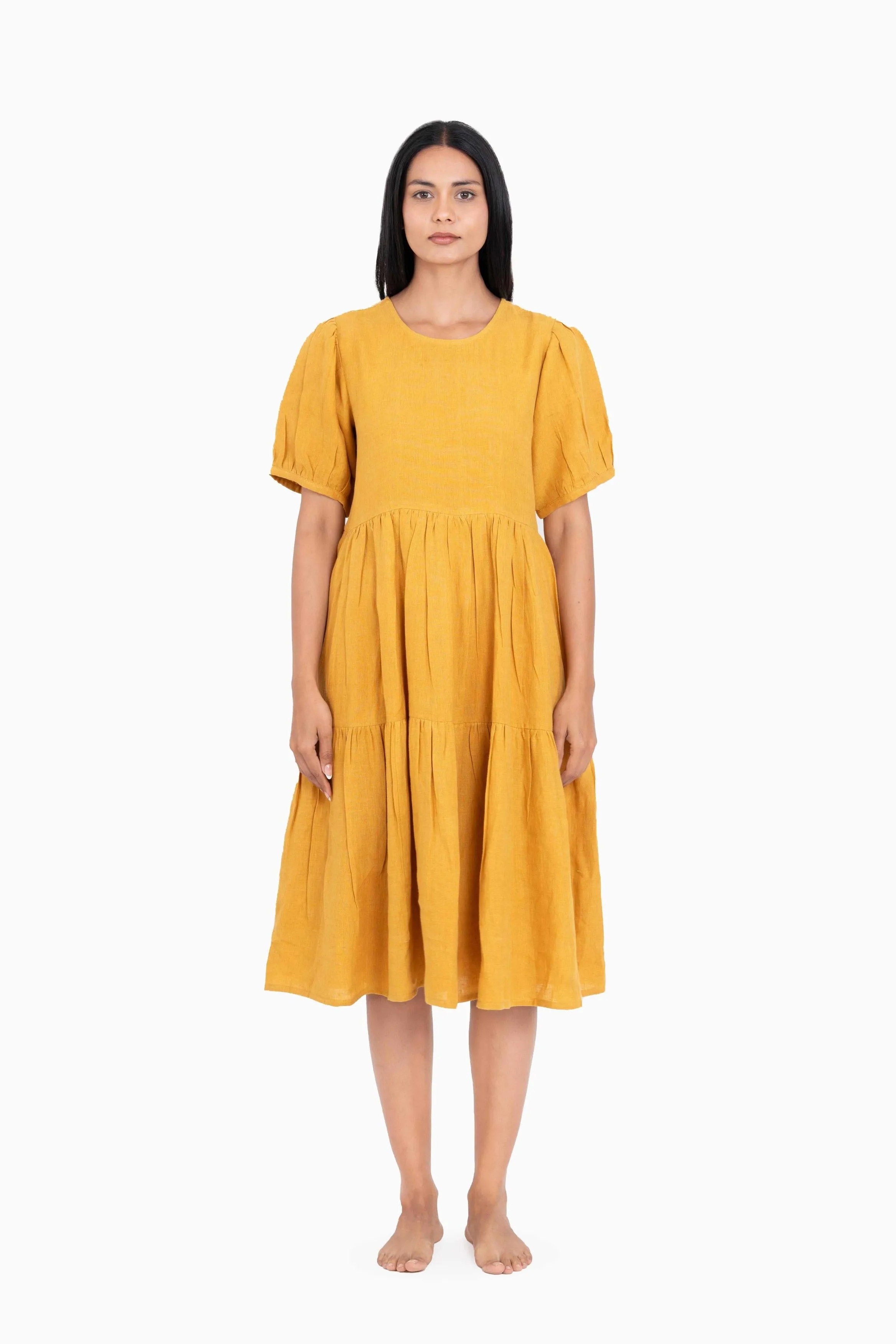 Linen Elvira Dress-Oatmeal