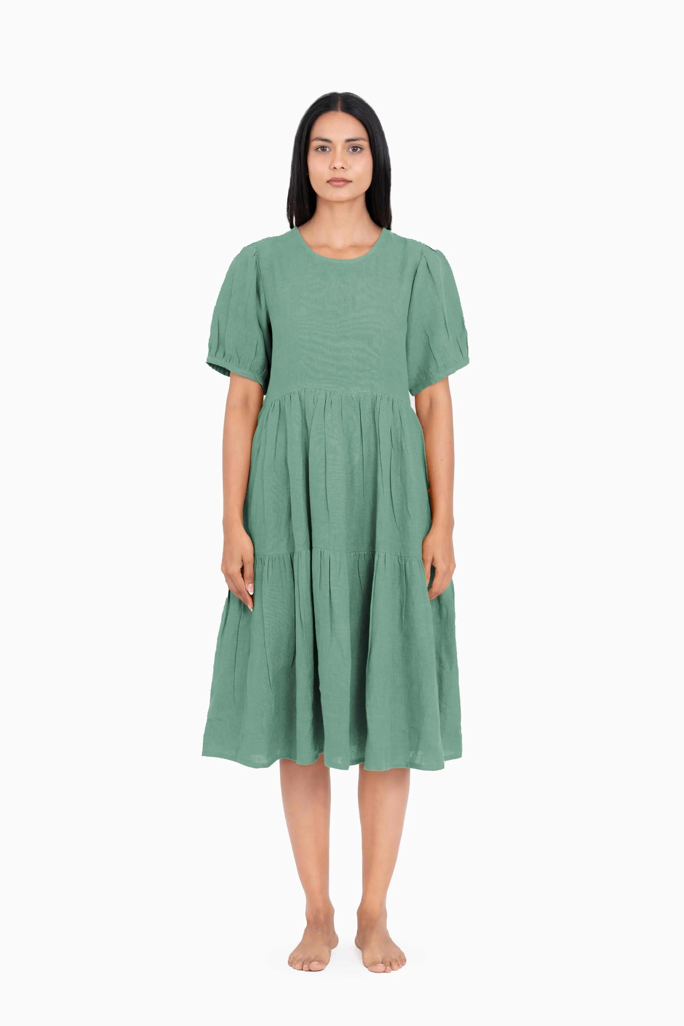 Linen Elvira Dress-Oatmeal