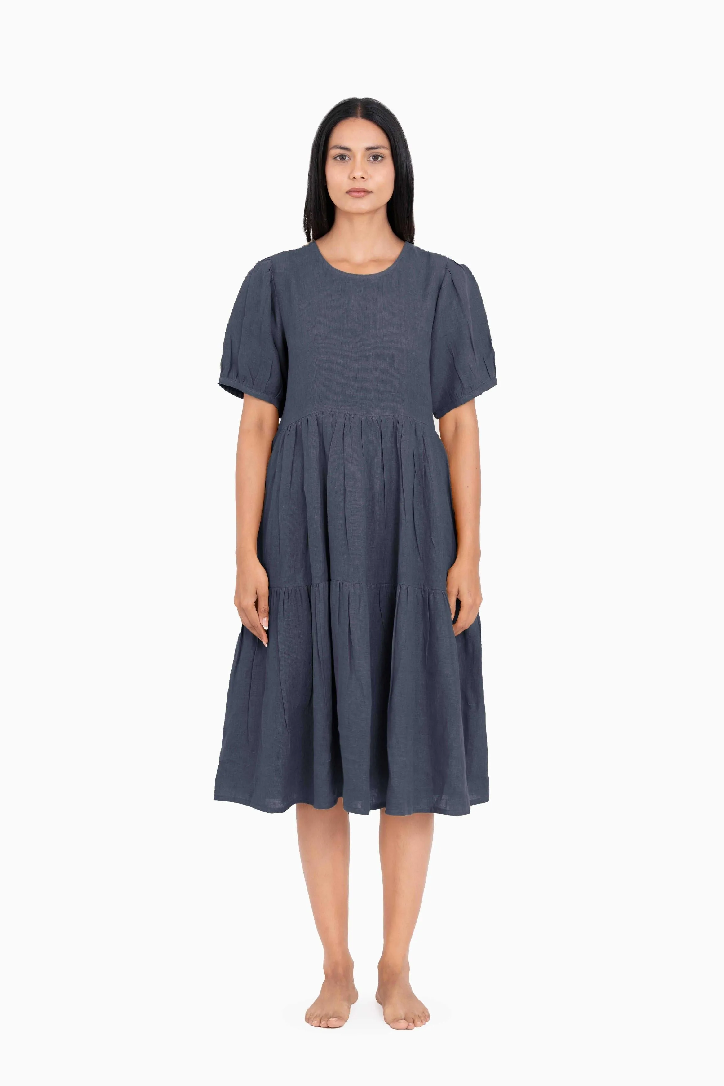 Linen Elvira Dress-Oatmeal
