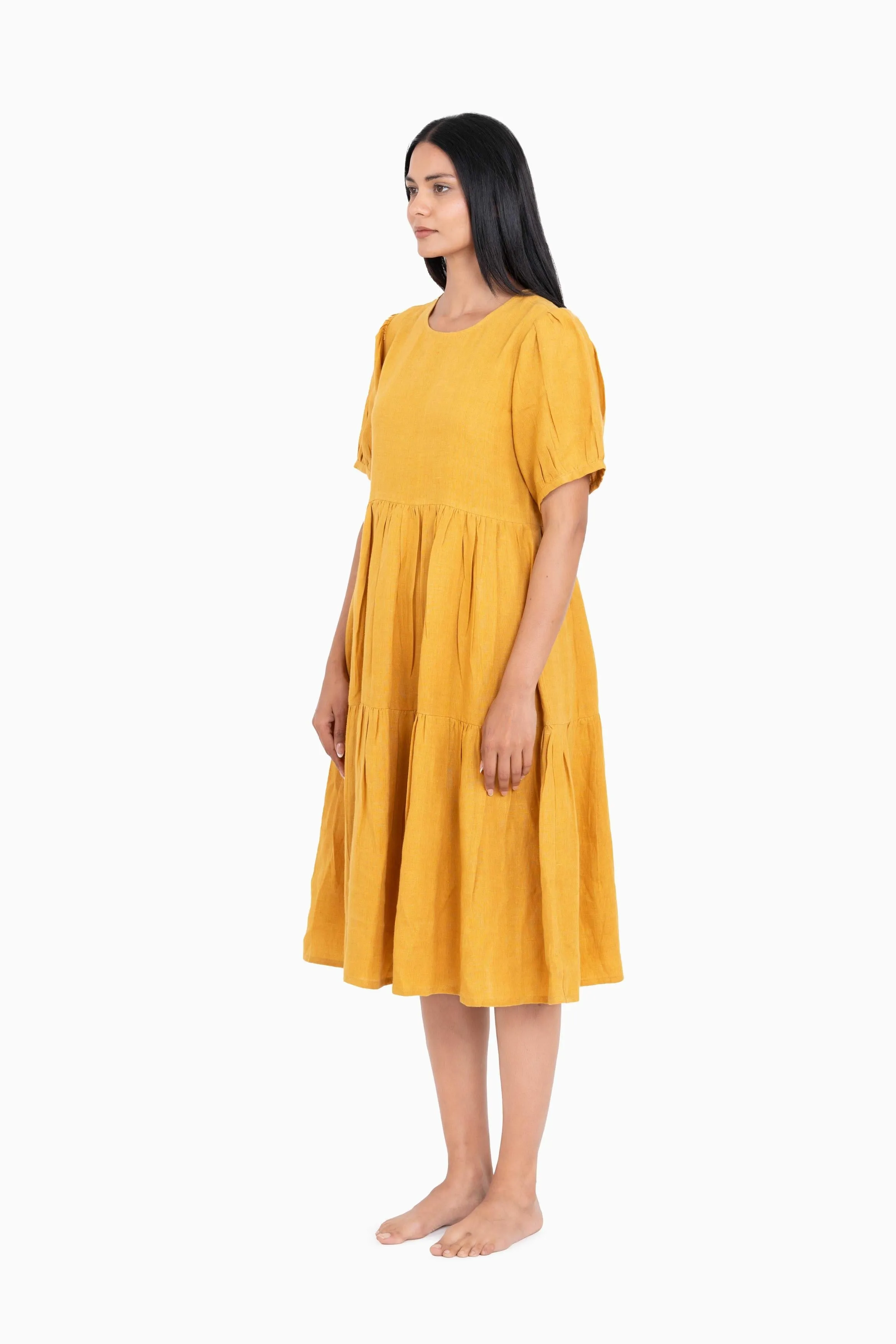 Linen Elvira Dress-Oatmeal