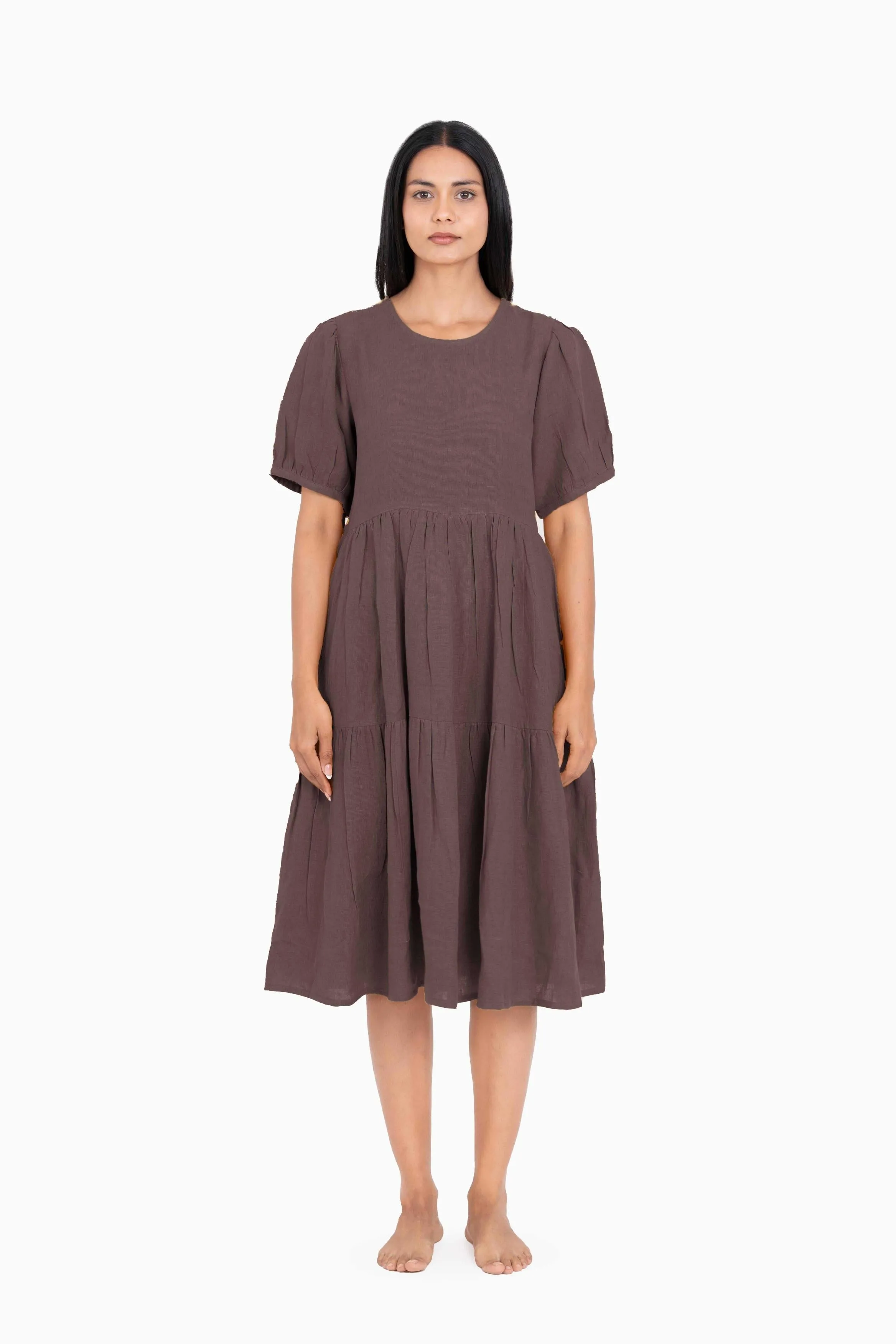 Linen Elvira Dress-Oatmeal