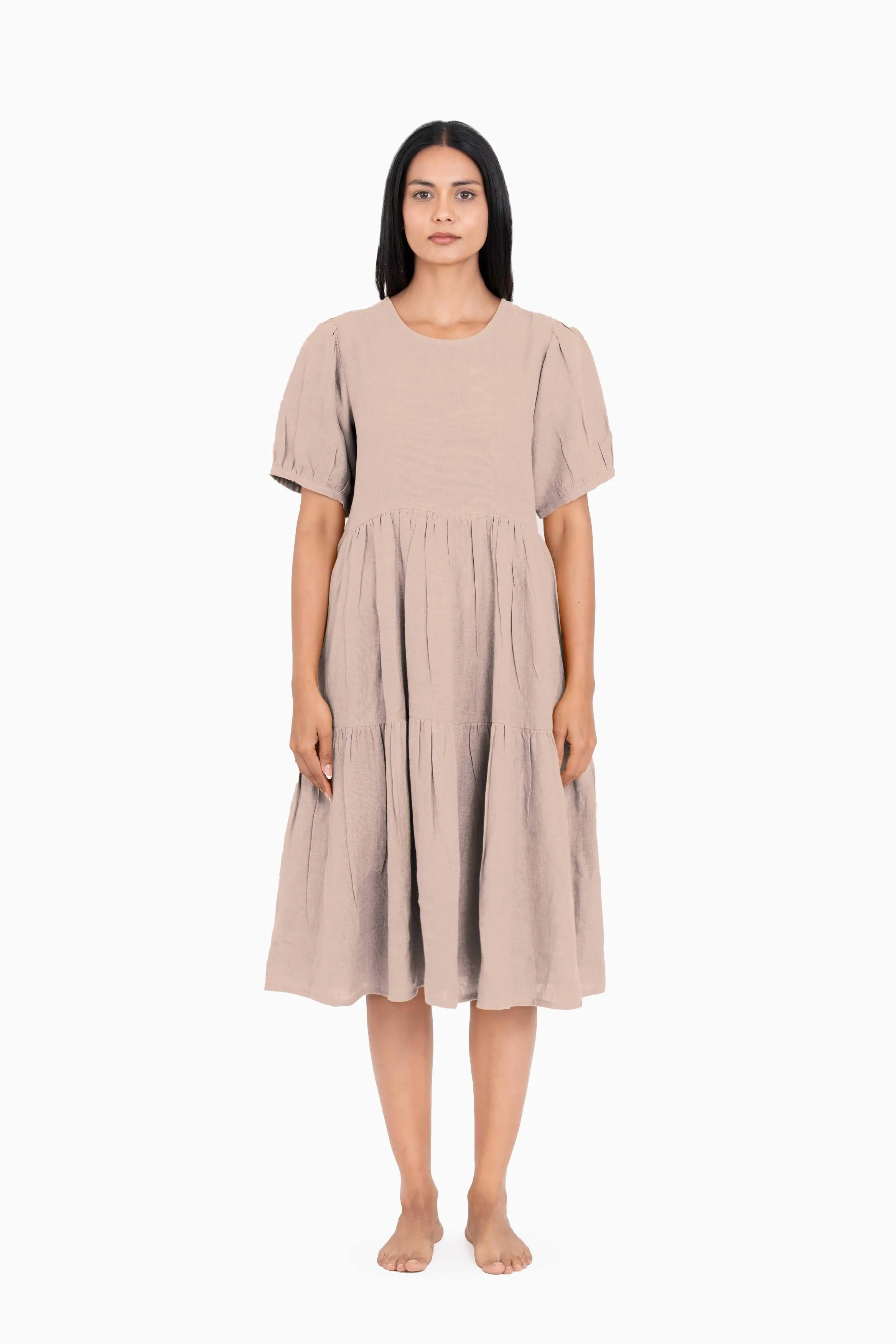 Linen Elvira Dress-Oatmeal