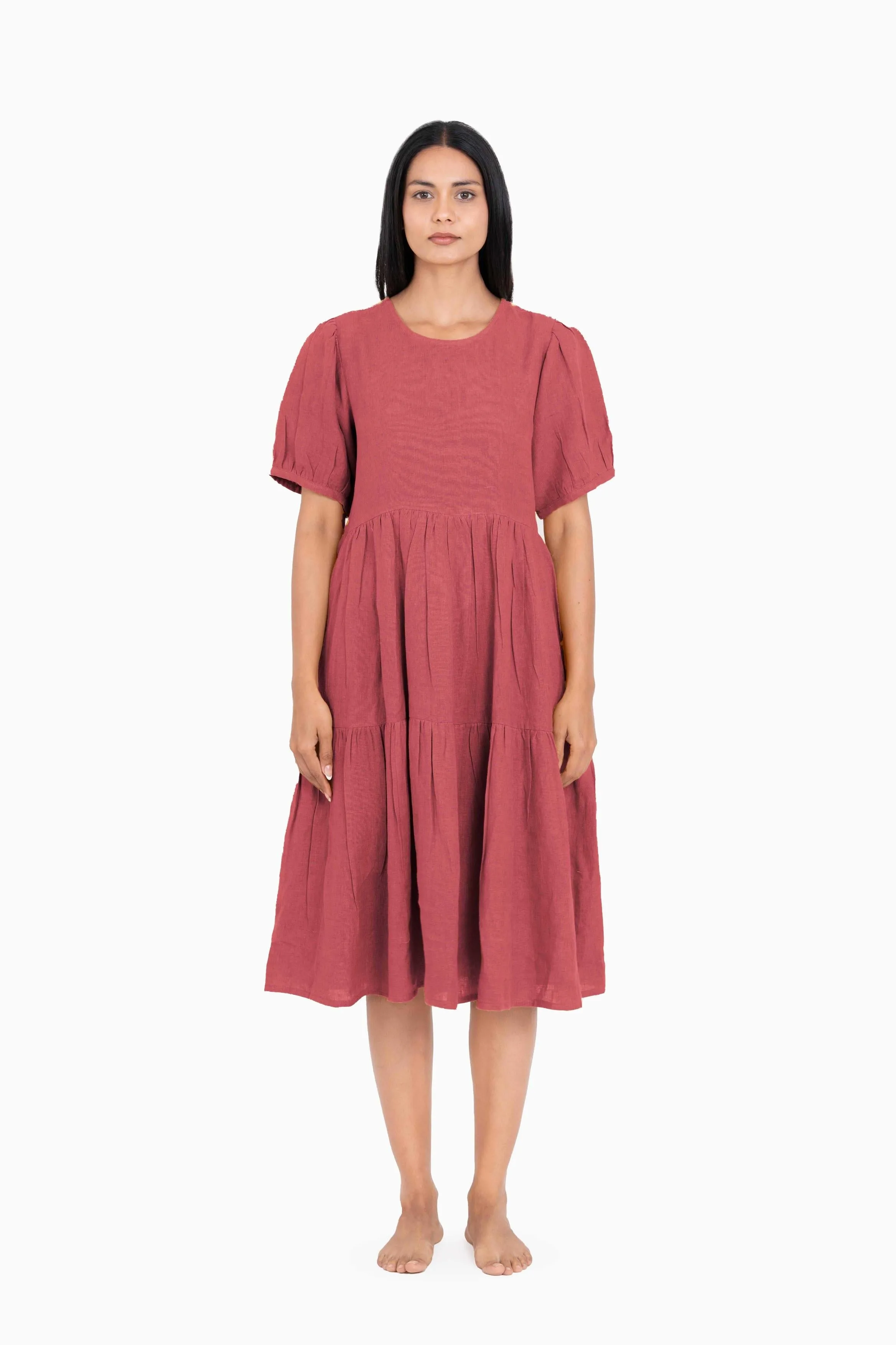 Linen Elvira Dress-Oatmeal