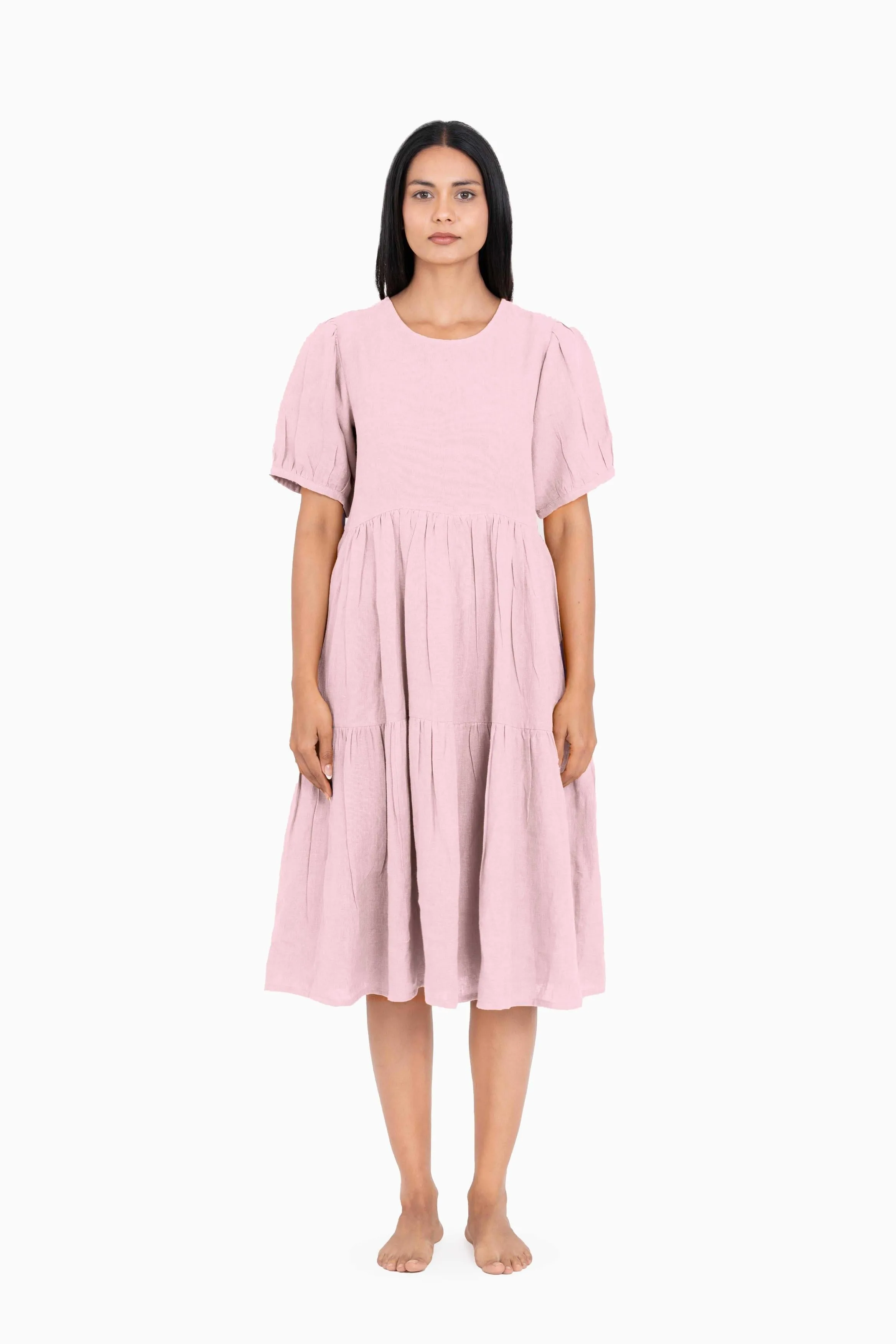 Linen Elvira Dress-Oatmeal