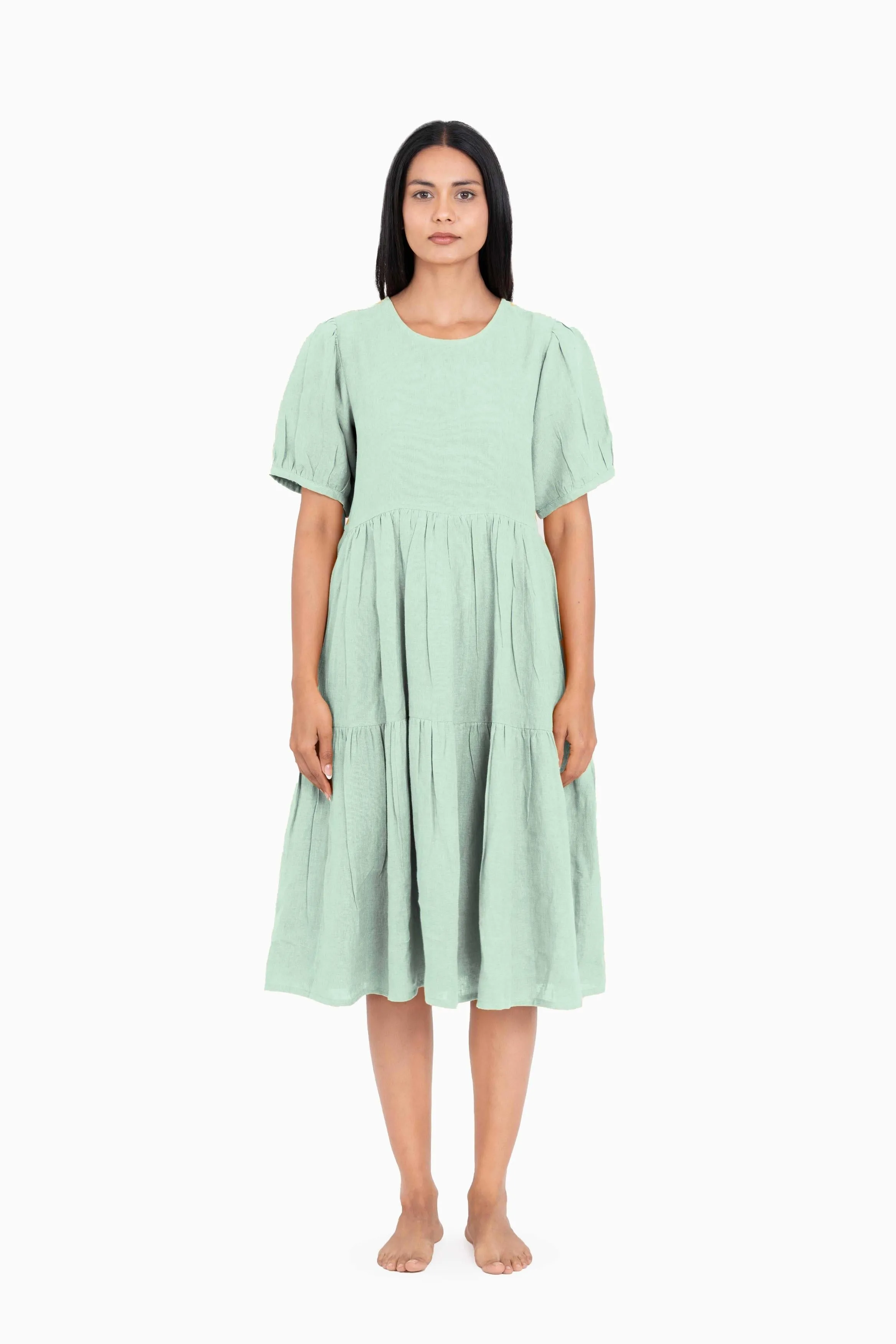 Linen Elvira Dress-Oatmeal