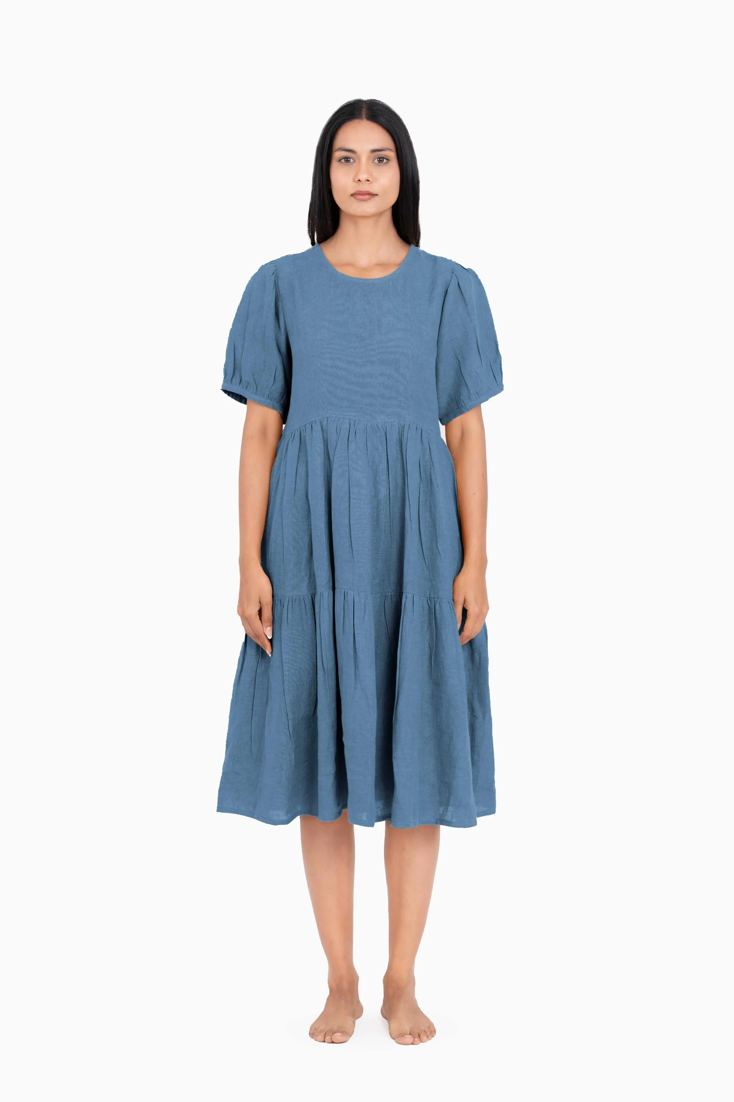 Linen Elvira Dress-Oatmeal