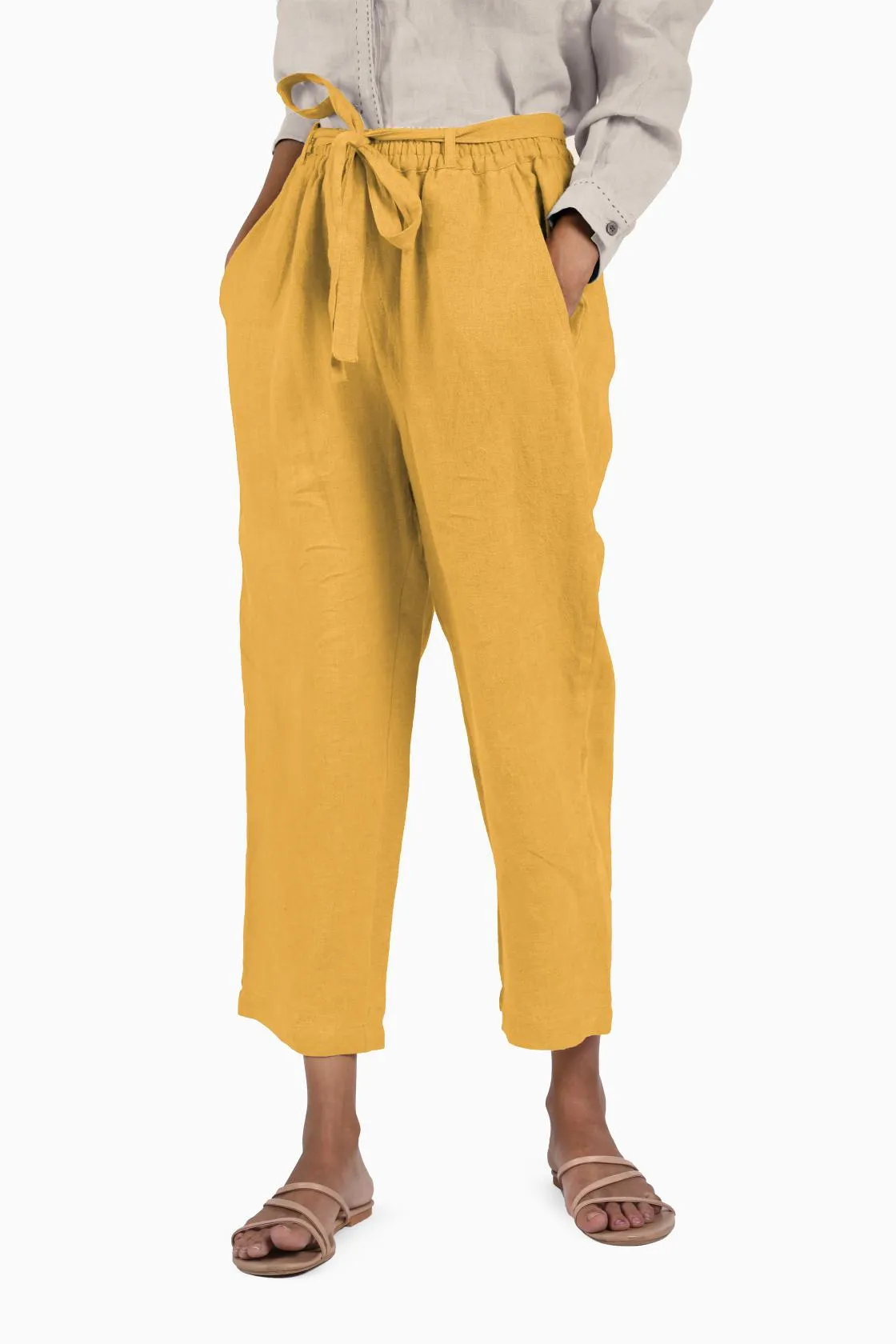 Linen Fleur Pant-Brown Bean