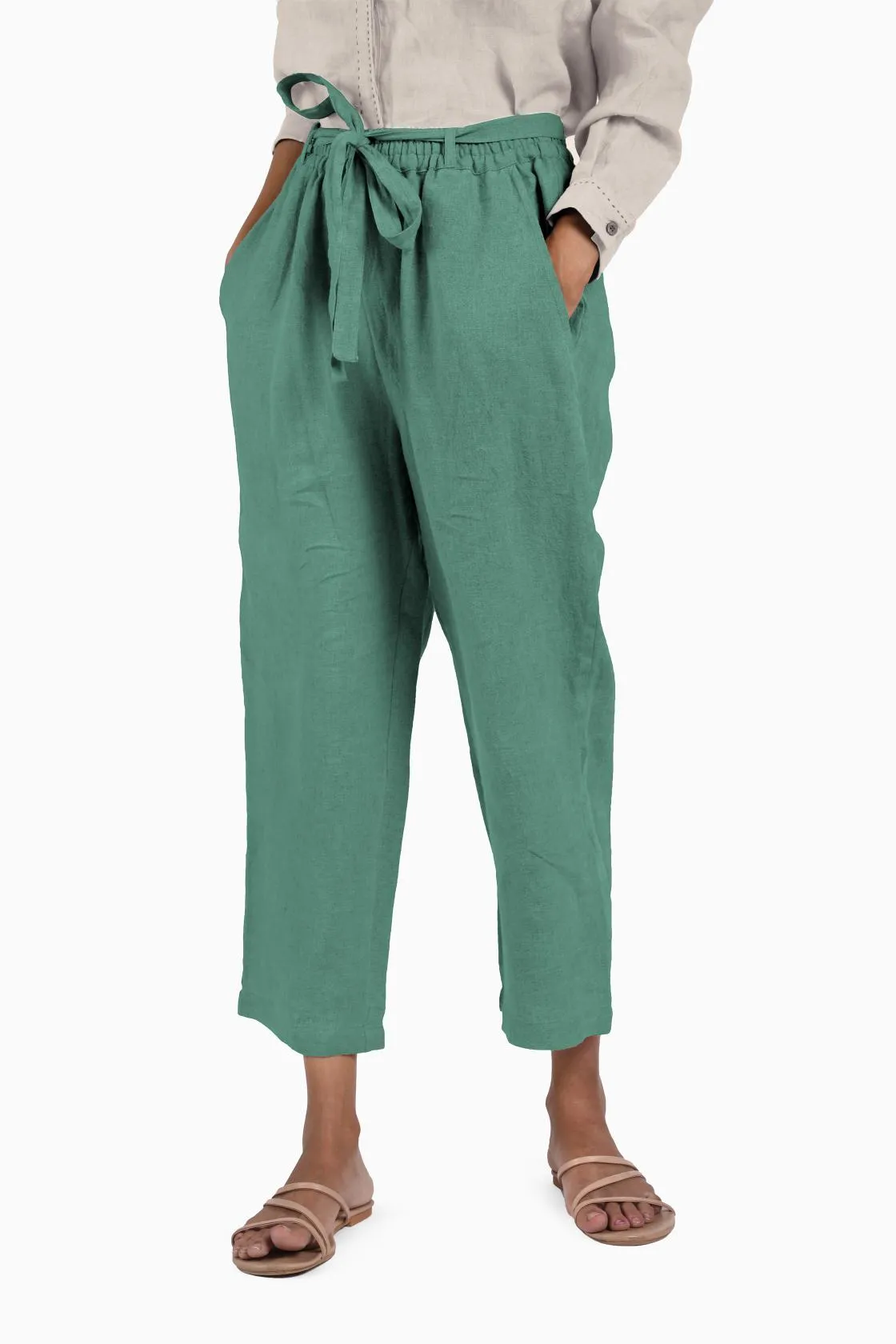 Linen Fleur Pant-Brown Bean