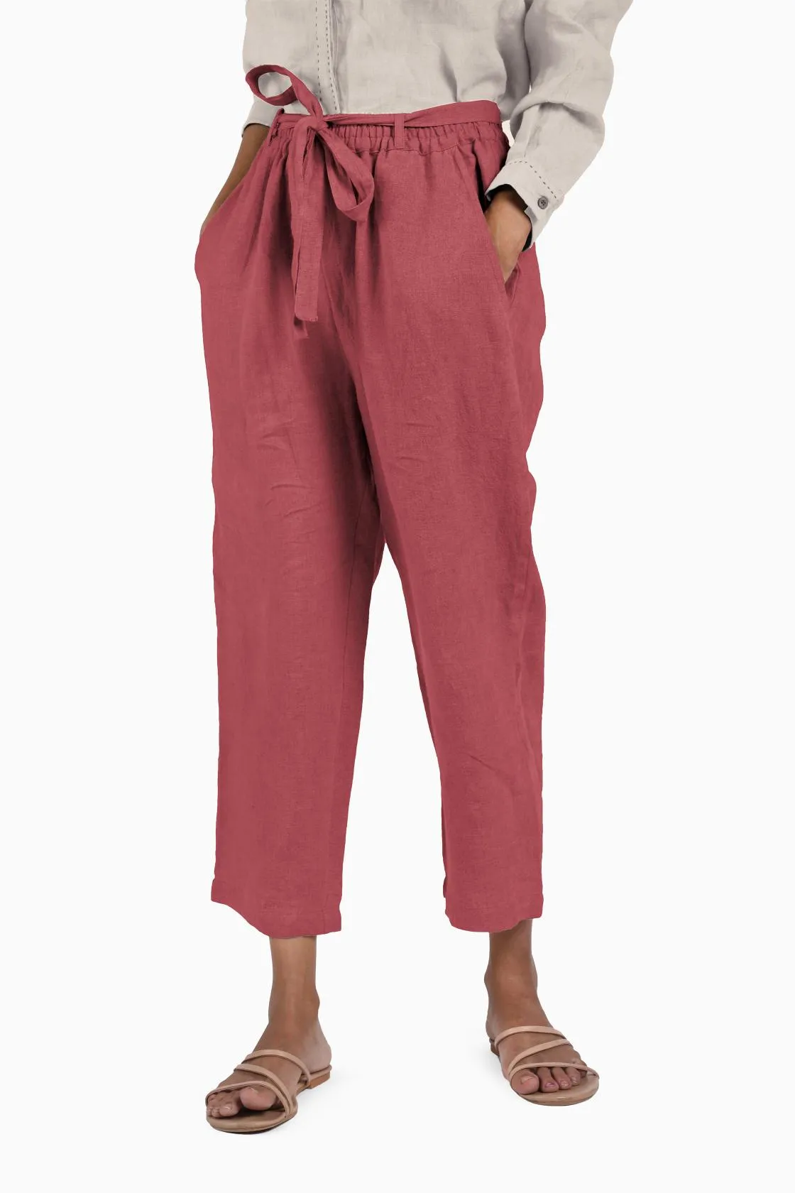Linen Fleur Pant-Brown Bean