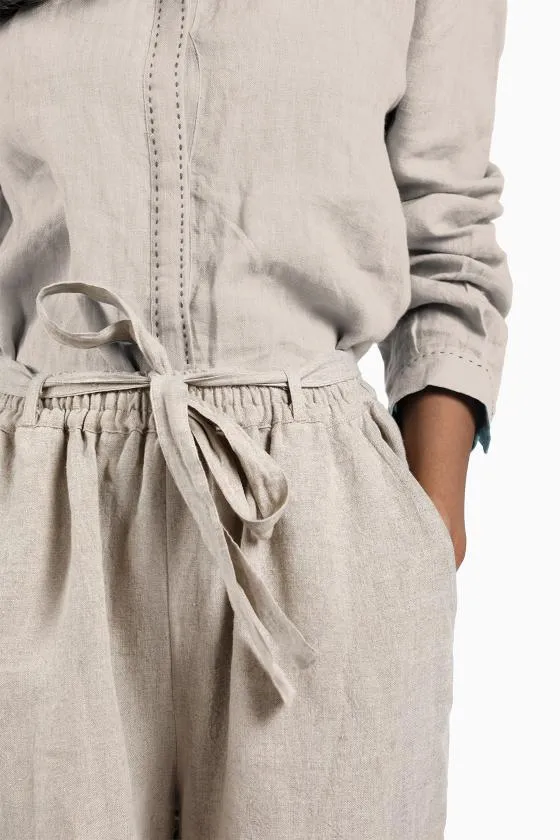 Linen Fleur Pant-Brown Bean