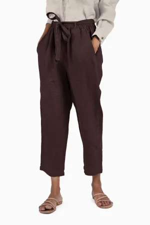 Linen Fleur Pant-Brown Bean