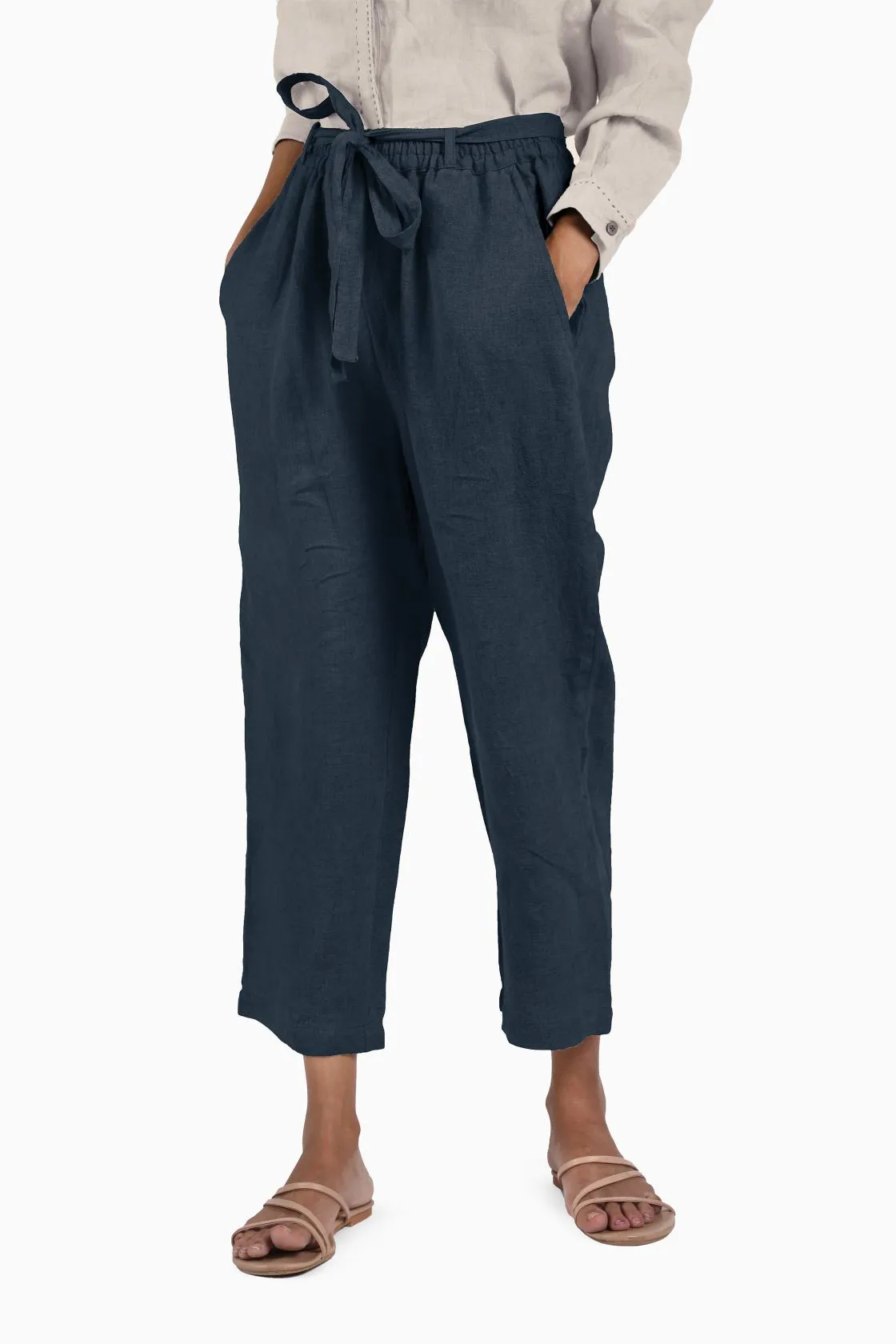 Linen Fleur Pant-Brown Bean