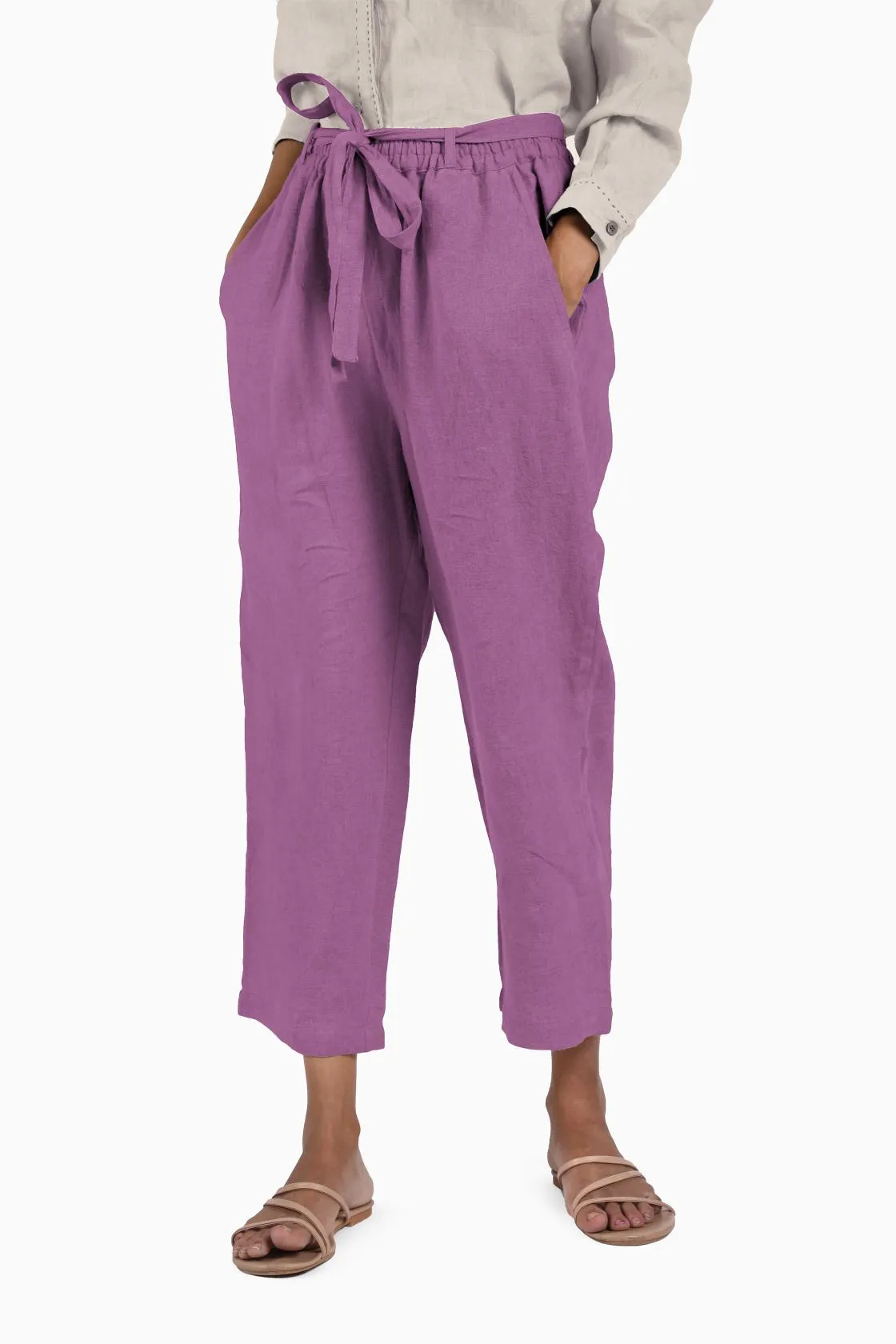 Linen Fleur Pant-Brown Bean